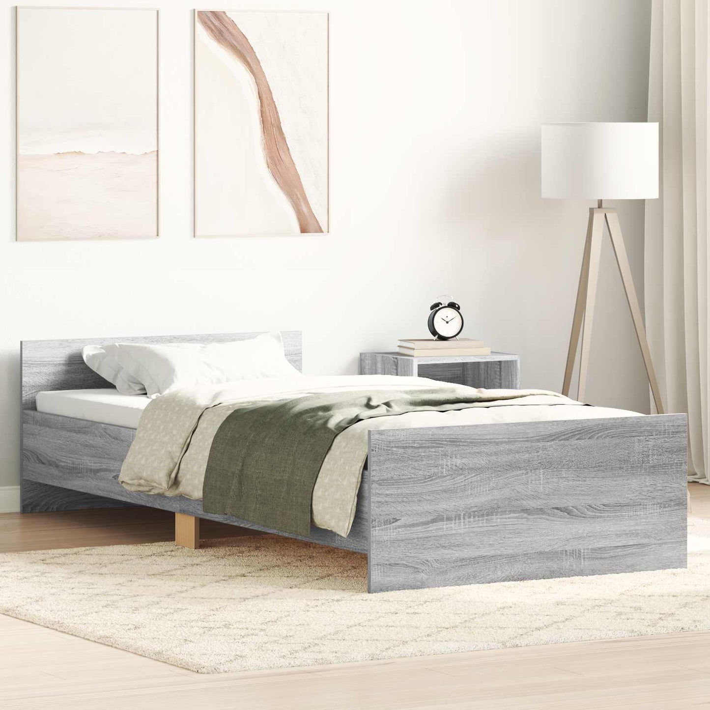vidaXL Κρεβάτι με Κεφαλάρι Γκρι Sonoma 80 x 200 cm Επεξεργασμένο Ξύλο