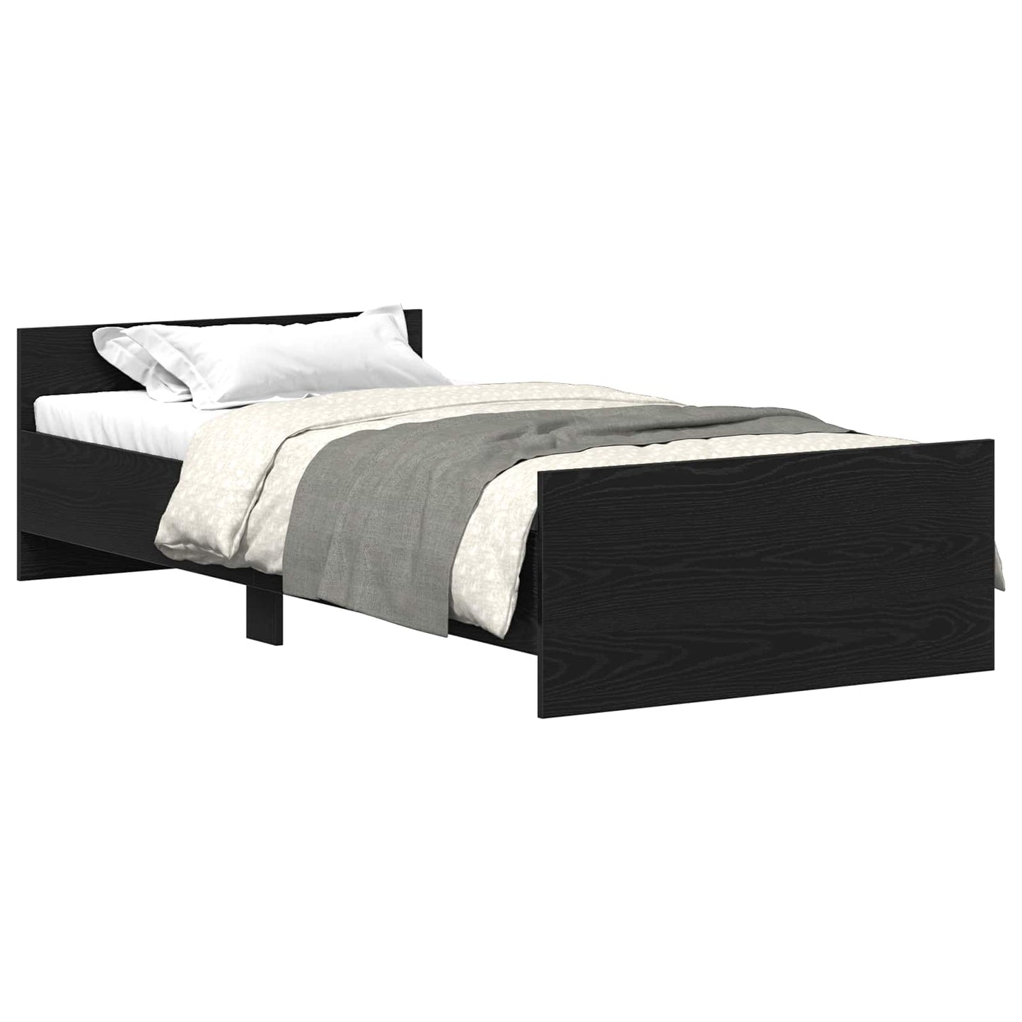 vidaXL Κρεβάτι με Κεφαλάρι Μαύρη Δρυς 80 x 200 cm Επεξεργασμένο Ξύλο