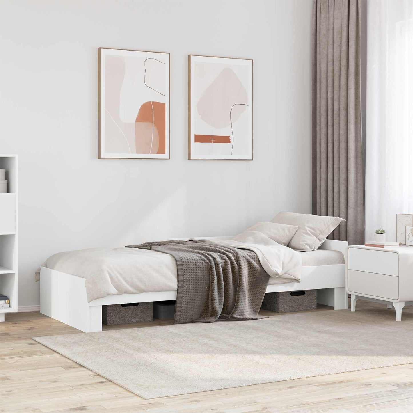 vidaXL Κρεβάτι με Κεφαλάρι Λευκό 80 x 200 cm Επεξεργασμένο Ξύλο