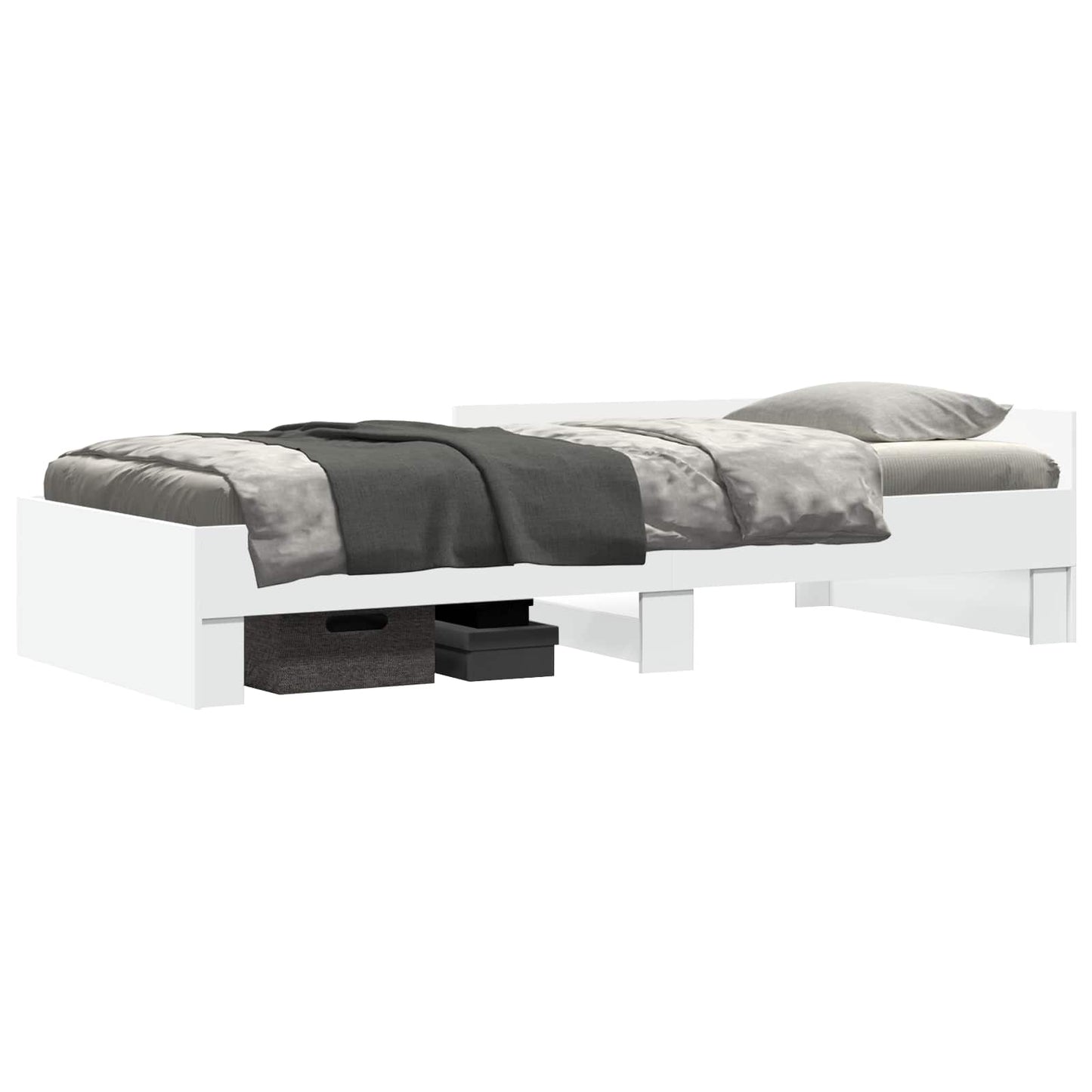 vidaXL Κρεβάτι με Κεφαλάρι Λευκό 80 x 200 cm Επεξεργασμένο Ξύλο