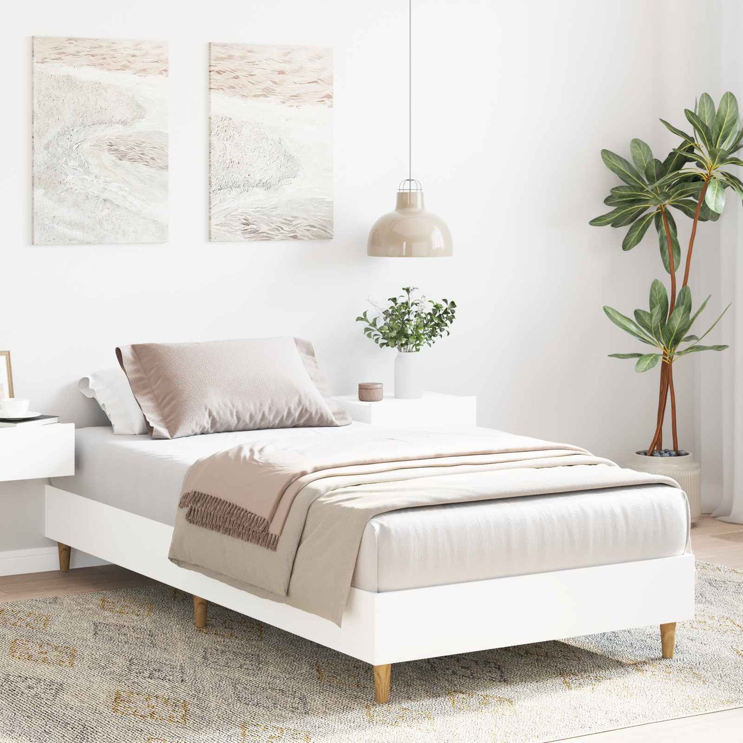 vidaXL Σκελετός Κρεβατιού Λευκό 80 x 200 cm Επεξεργασμένο Ξύλο