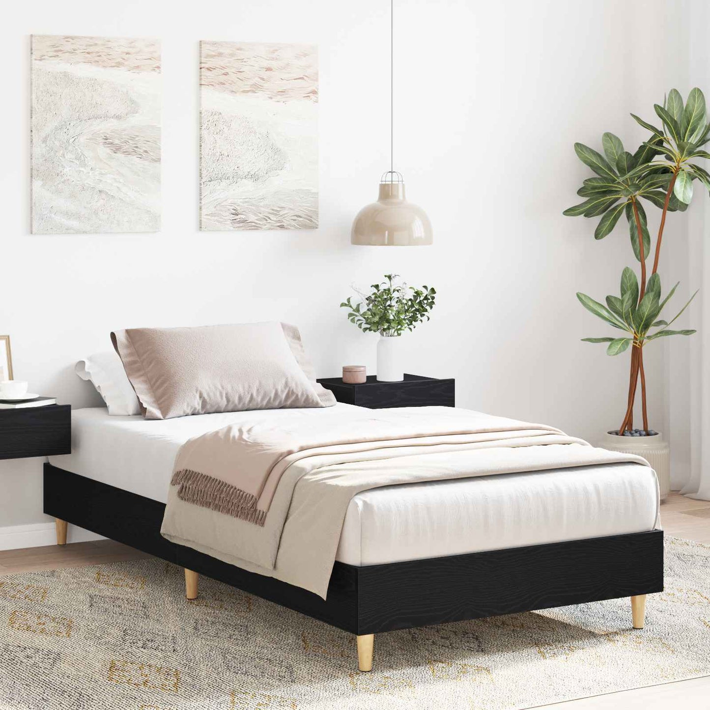 vidaXL Σκελετός Κρεβατιού Μαύρη Δρυς 80 x 200 cm Επεξεργασμένο Ξύλο