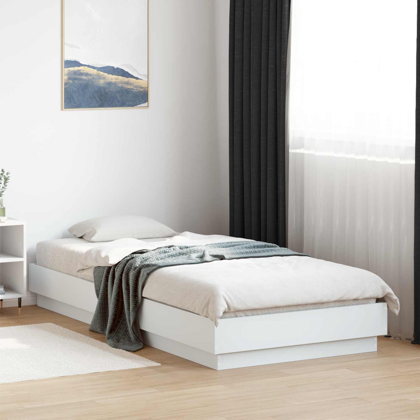 vidaXL Κρεβάτι δαπέδου Λευκό 80 x 200 cm Επεξεργασμένο Ξύλο