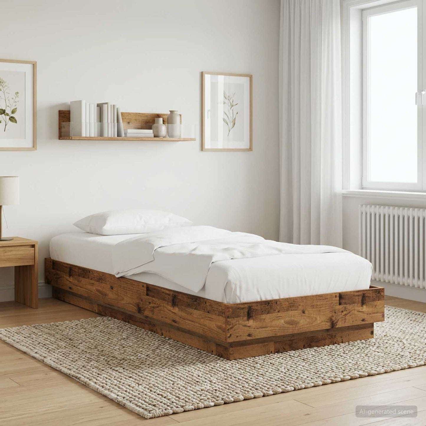 vidaXL Κρεβάτι δαπέδου Παλαιωμένο ξύλο 80 x 200 cm Επεξεργασμένο Ξύλο