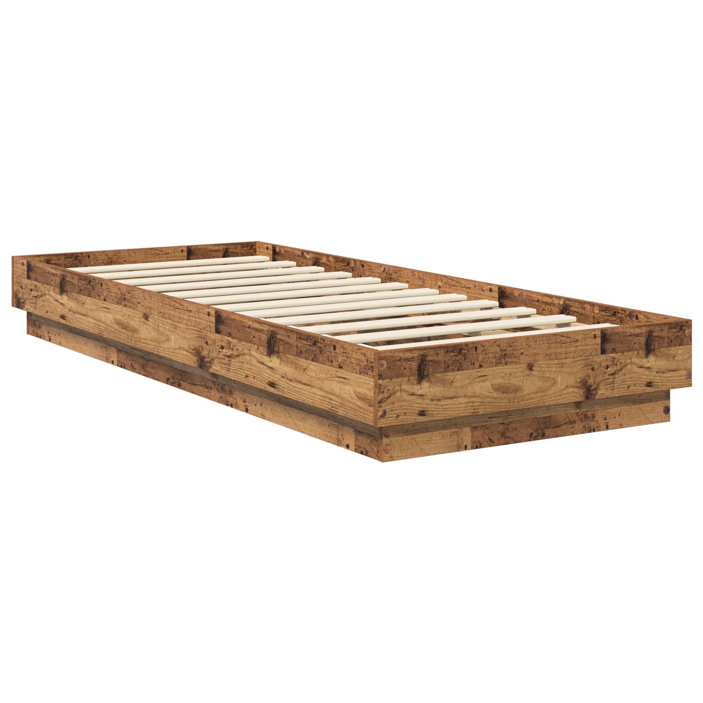 vidaXL Κρεβάτι δαπέδου Παλαιωμένο ξύλο 80 x 200 cm Επεξεργασμένο Ξύλο