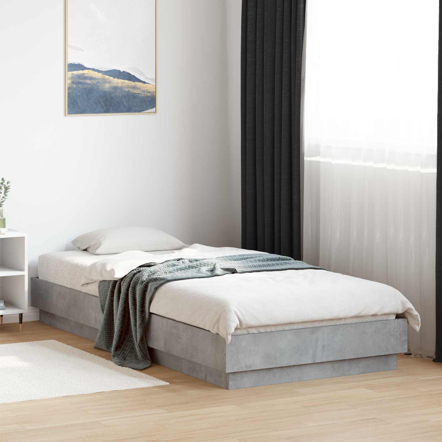 vidaXL Κρεβάτι δαπέδου Γκρι Σκυροδέματος 80 x 200 cm