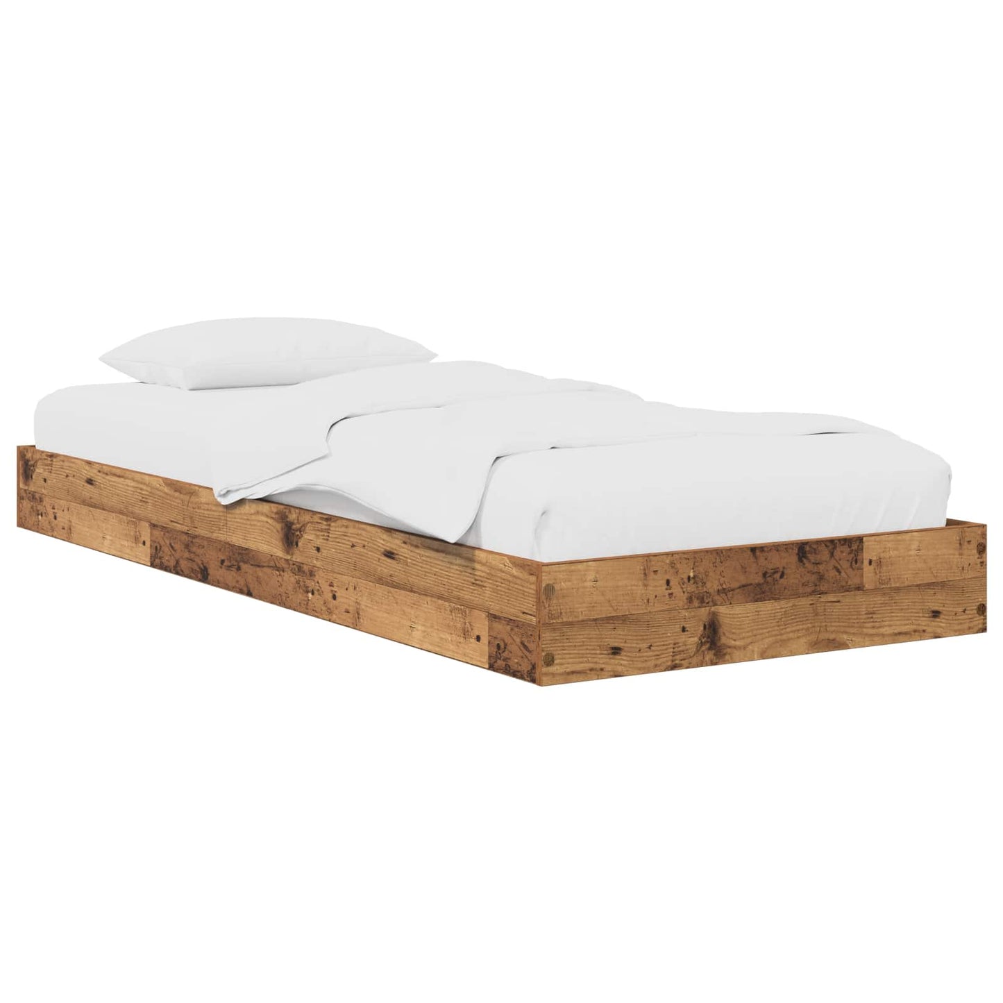 vidaXL Κρεβάτι δαπέδου Παλαιωμένο ξύλο 80 x 200 cm Επεξεργασμένο Ξύλο