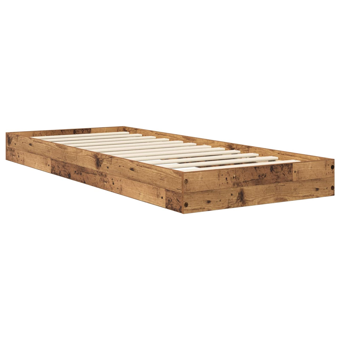 vidaXL Κρεβάτι δαπέδου Παλαιωμένο ξύλο 80 x 200 cm Επεξεργασμένο Ξύλο