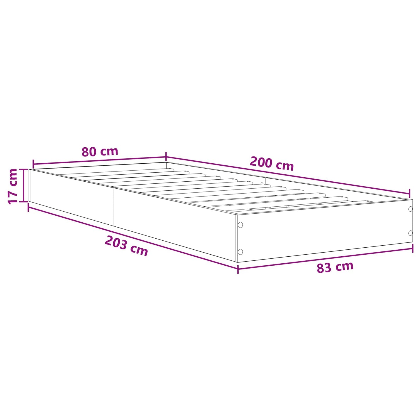 vidaXL Κρεβάτι δαπέδου Γκρι Σκυροδέματος 80 x 200 cm