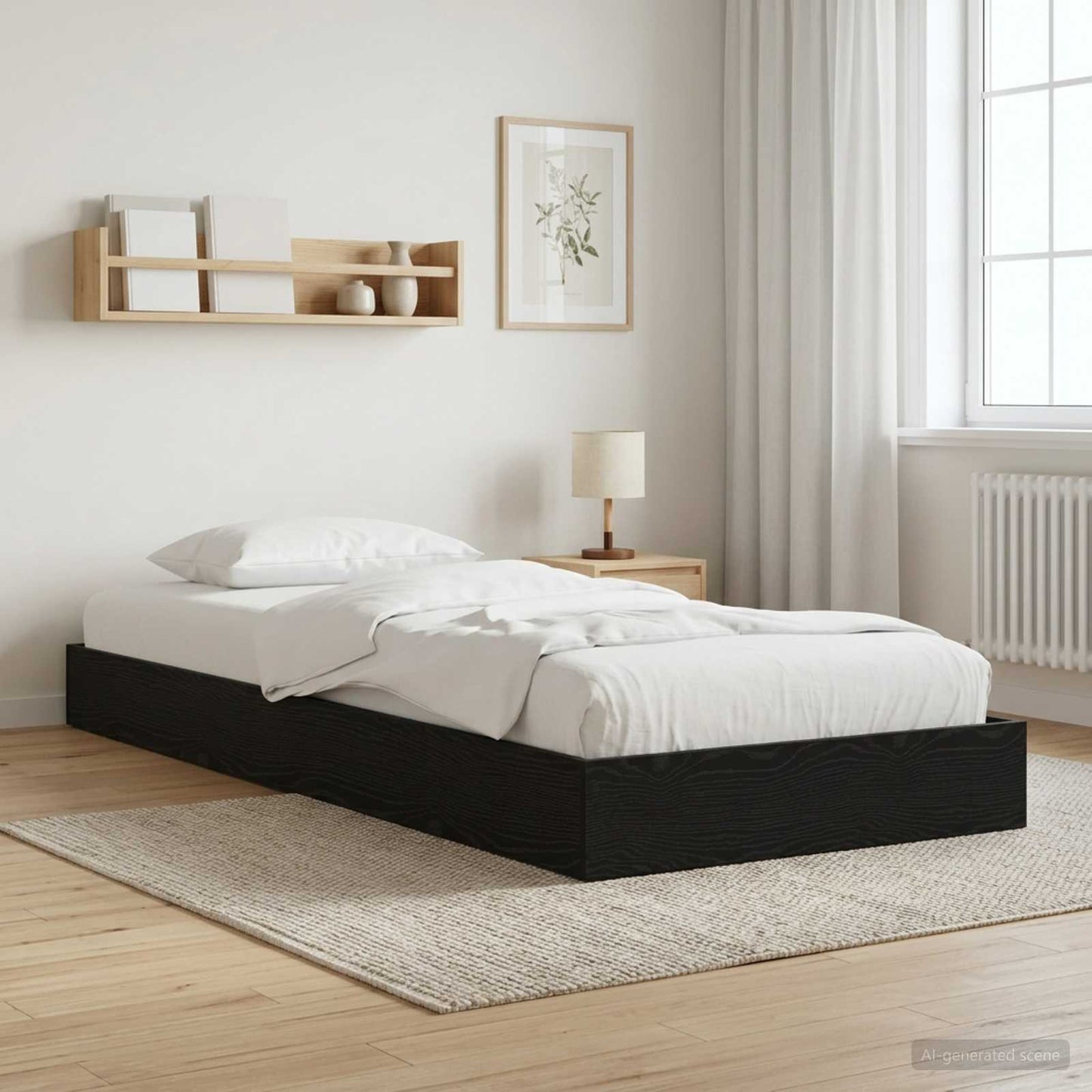 vidaXL Κρεβάτι δαπέδου Μαύρη Δρυς 80 x 200 cm Επεξεργασμένο Ξύλο