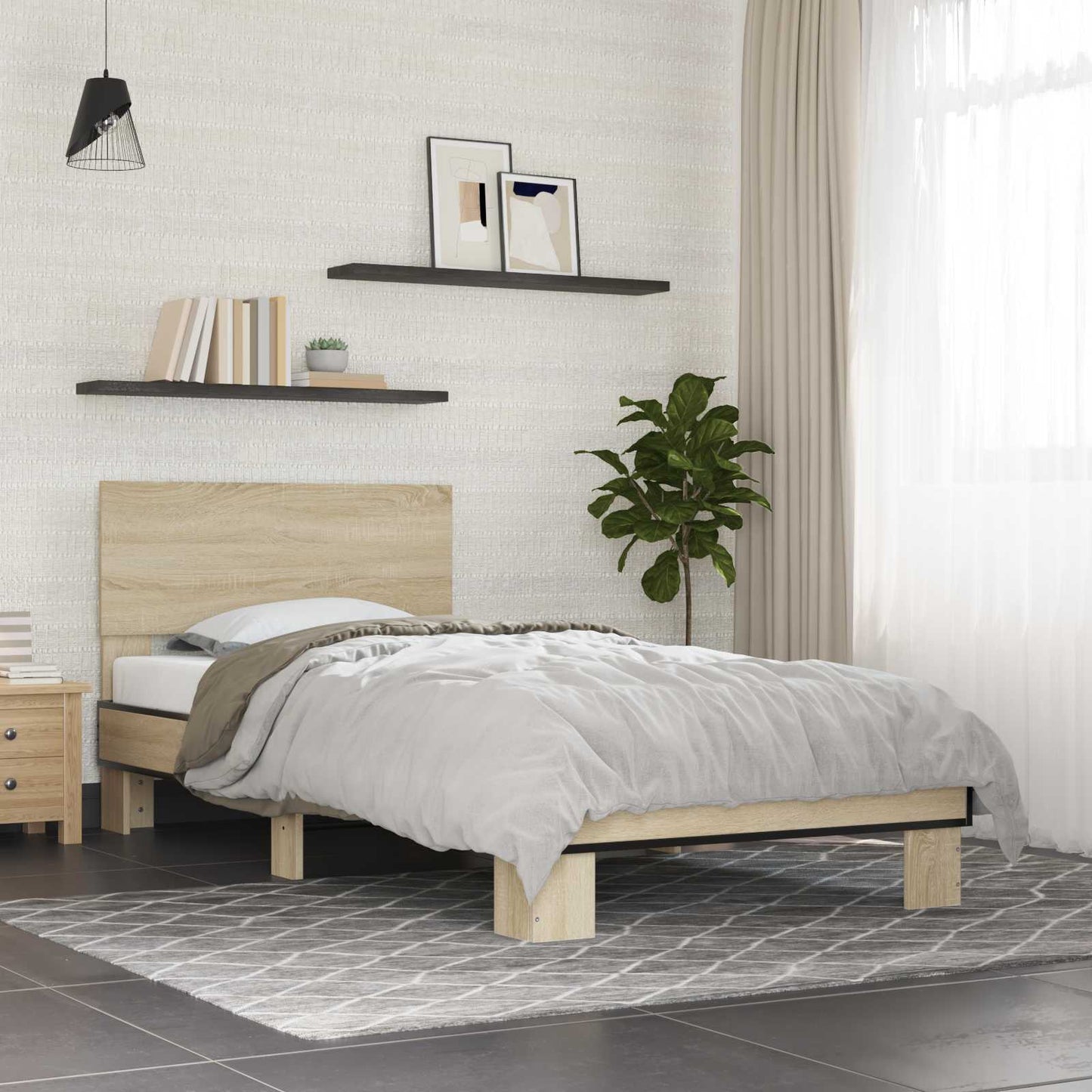 vidaXL Κρεβάτι με Κεφαλάρι Sonoma Δρυς 80 x 200 cm Επεξεργασμένο Ξύλο