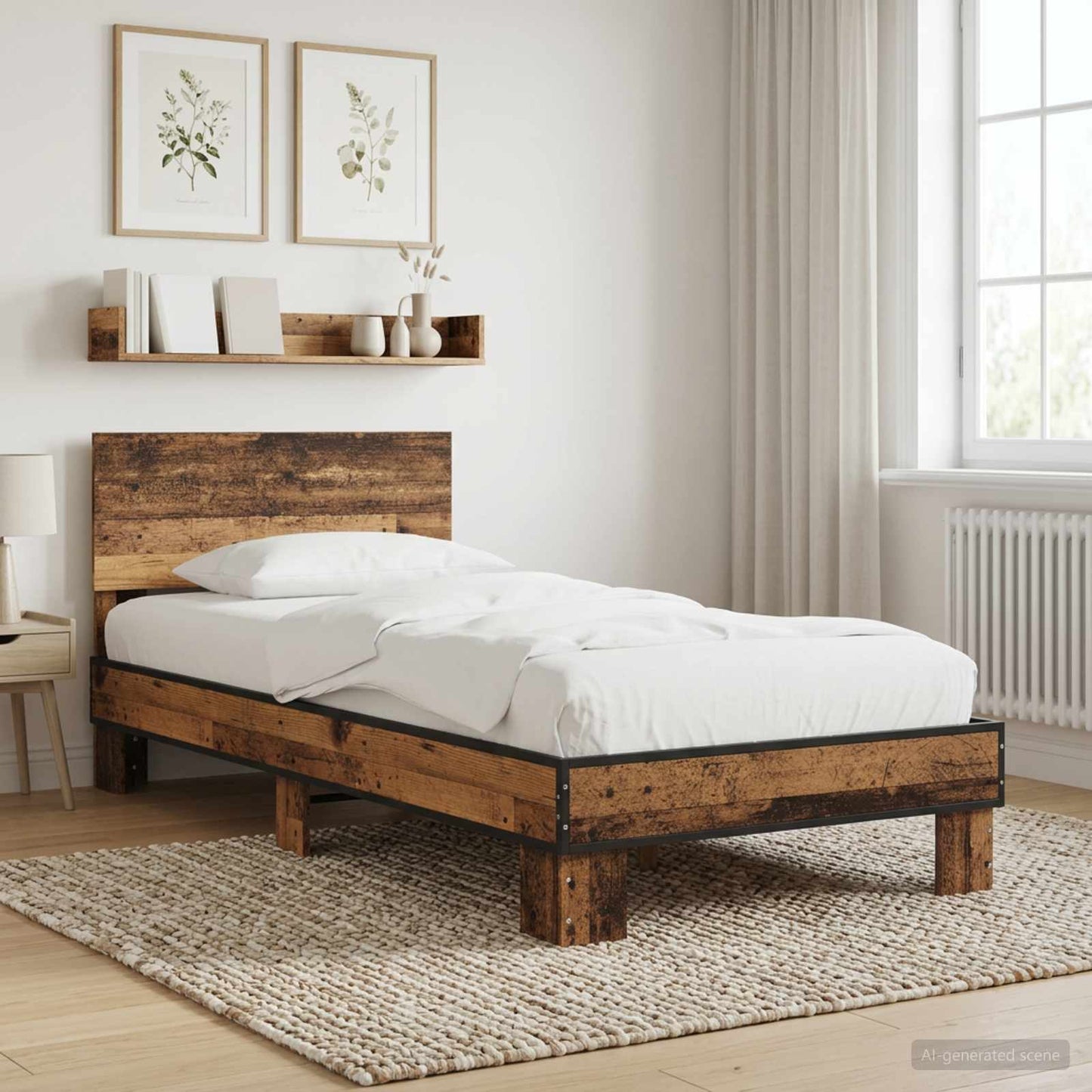vidaXL Κρεβάτι με Κεφαλάρι Παλαιωμένο ξύλο 80 x 200 cm