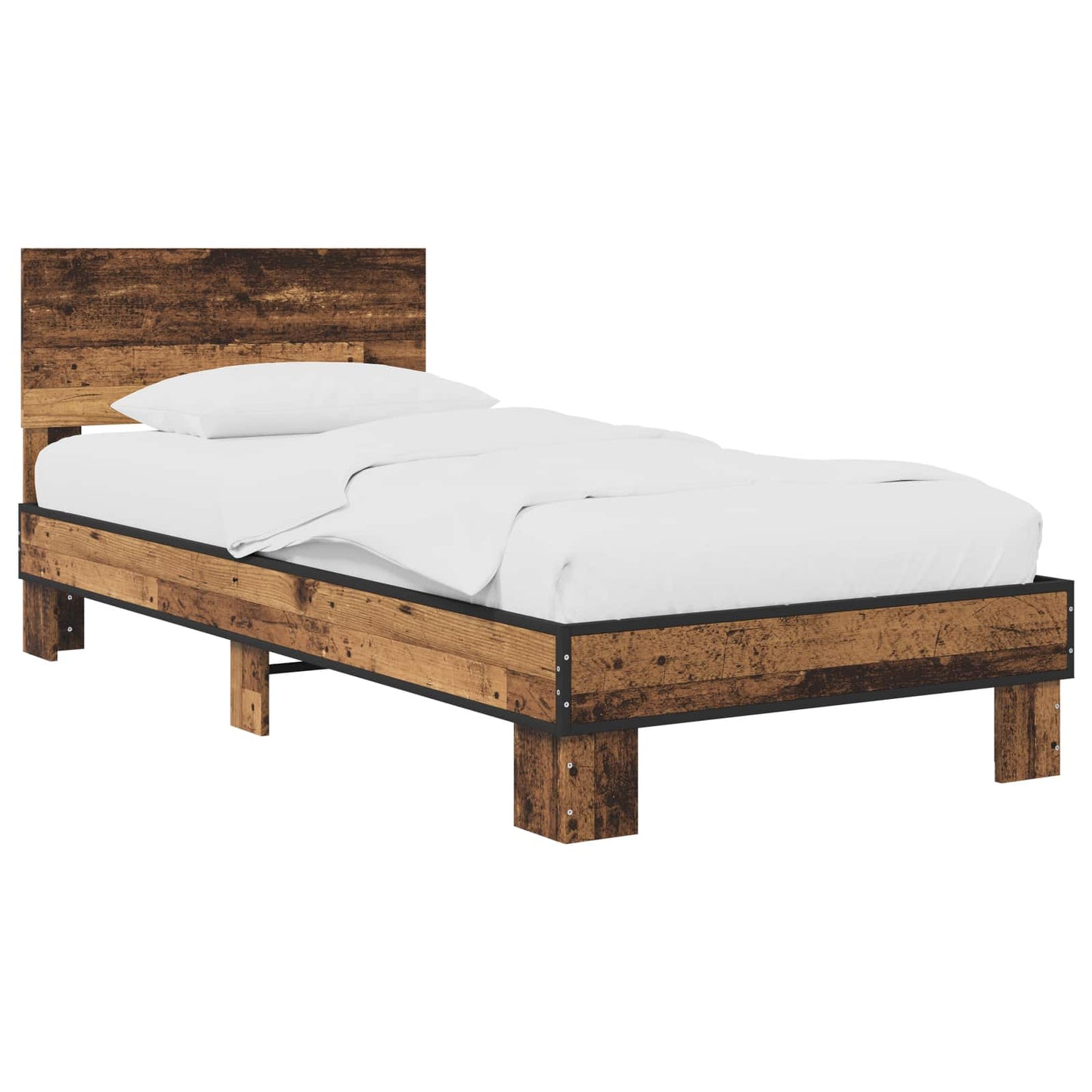 vidaXL Κρεβάτι με Κεφαλάρι Παλαιωμένο ξύλο 80 x 200 cm