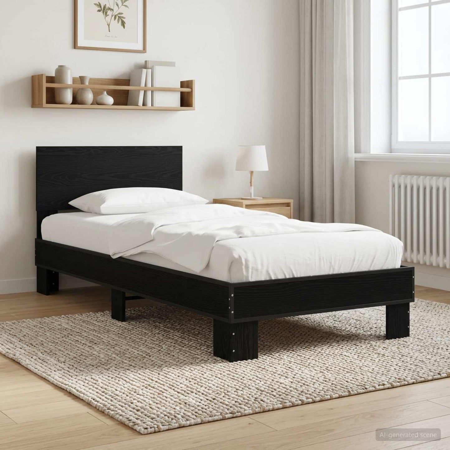 vidaXL Κρεβάτι με Κεφαλάρι Μαύρη Δρυς 80 x 200 cm Επεξεργασμένο Ξύλο