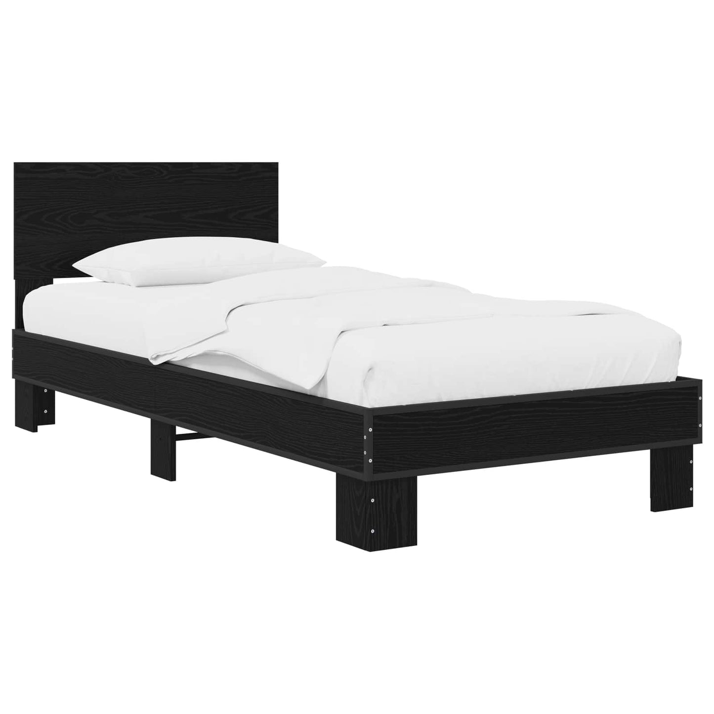 vidaXL Κρεβάτι με Κεφαλάρι Μαύρη Δρυς 80 x 200 cm Επεξεργασμένο Ξύλο