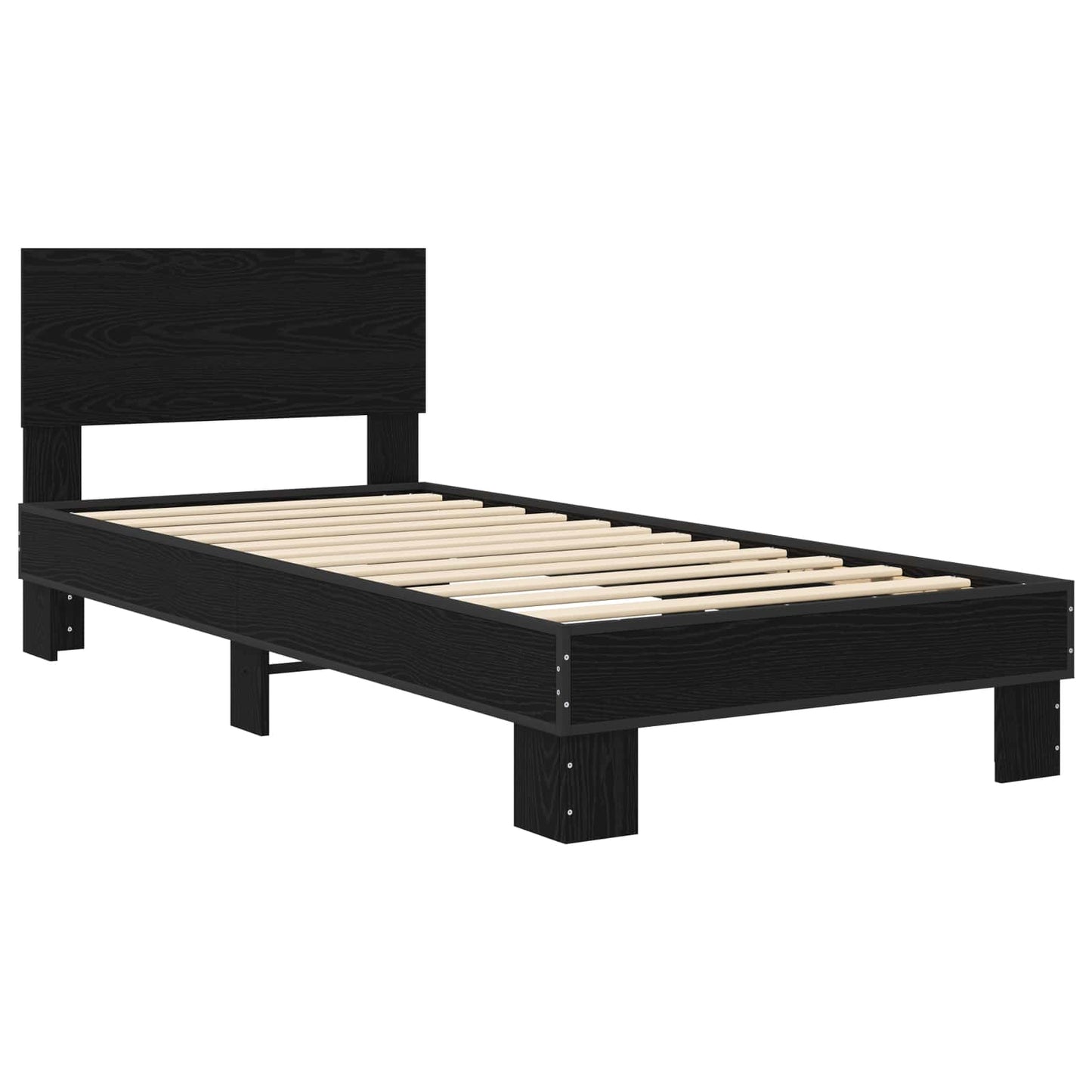 vidaXL Κρεβάτι με Κεφαλάρι Μαύρη Δρυς 80 x 200 cm Επεξεργασμένο Ξύλο