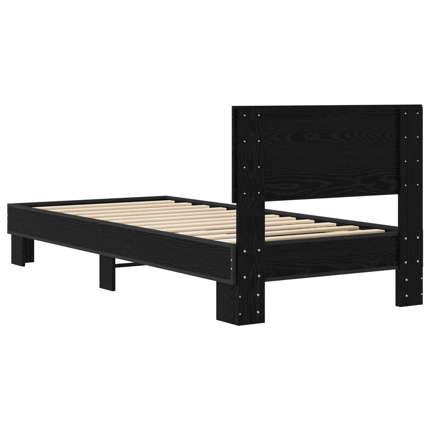 vidaXL Κρεβάτι με Κεφαλάρι Μαύρη Δρυς 80 x 200 cm Επεξεργασμένο Ξύλο