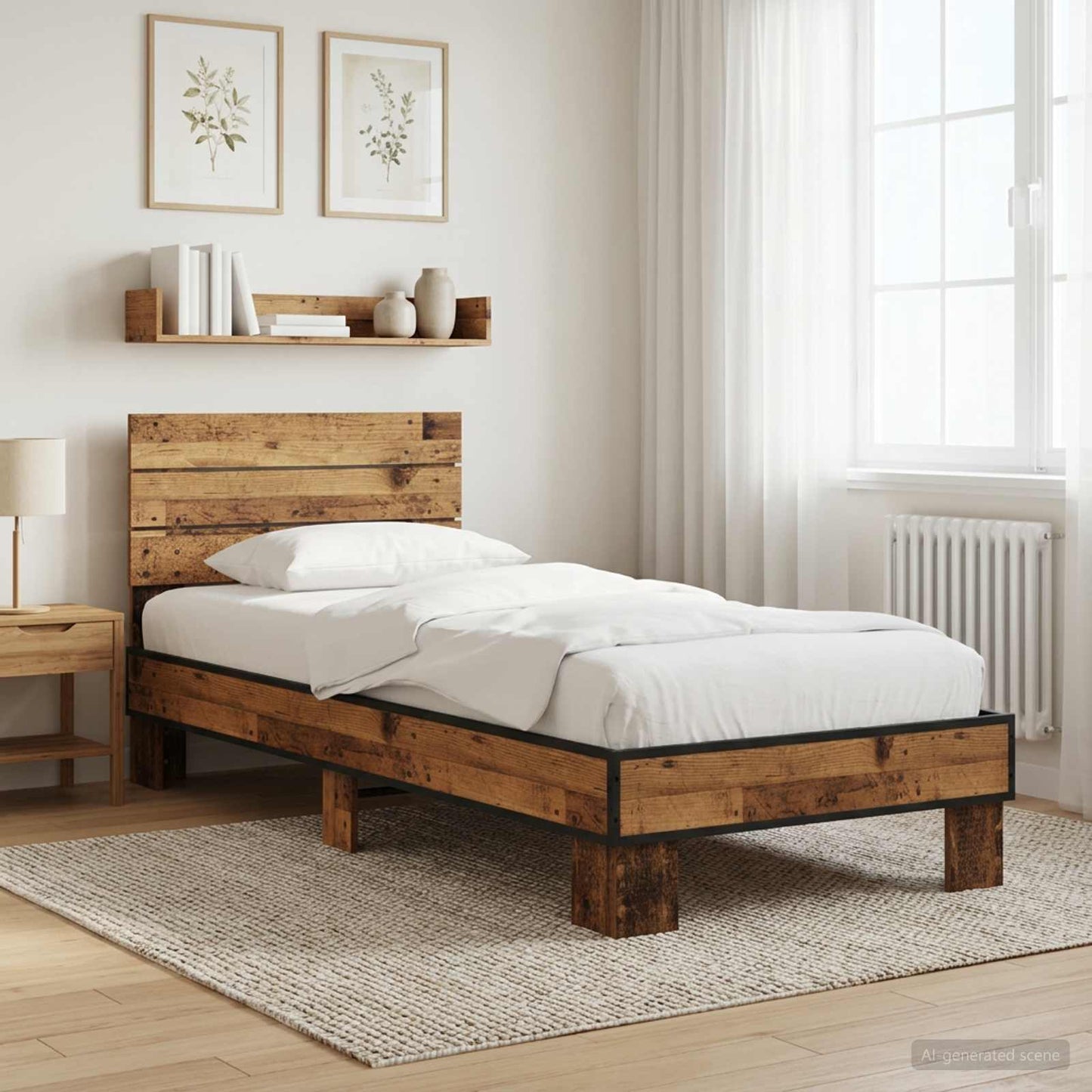 vidaXL Κρεβάτι με Κεφαλάρι Παλαιωμένο ξύλο 80 x 200 cm