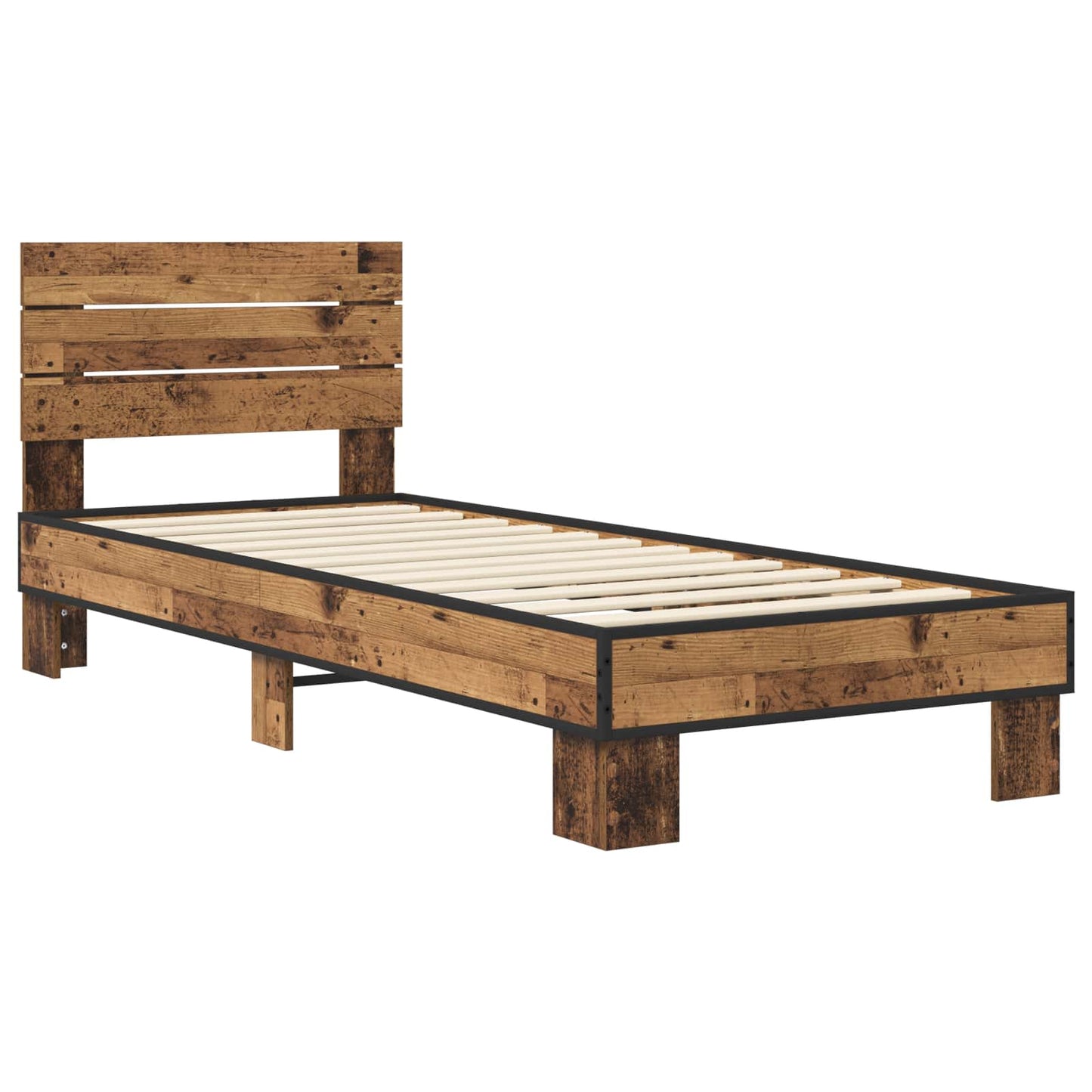 vidaXL Κρεβάτι με Κεφαλάρι Παλαιωμένο ξύλο 80 x 200 cm