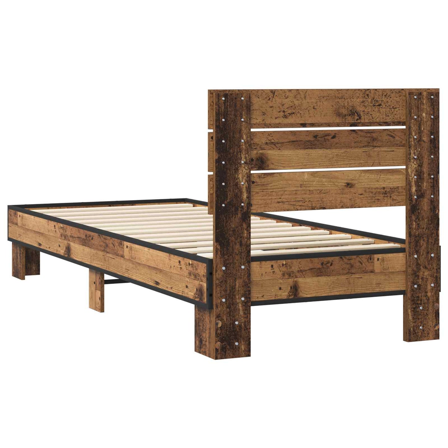 vidaXL Κρεβάτι με Κεφαλάρι Παλαιωμένο ξύλο 80 x 200 cm