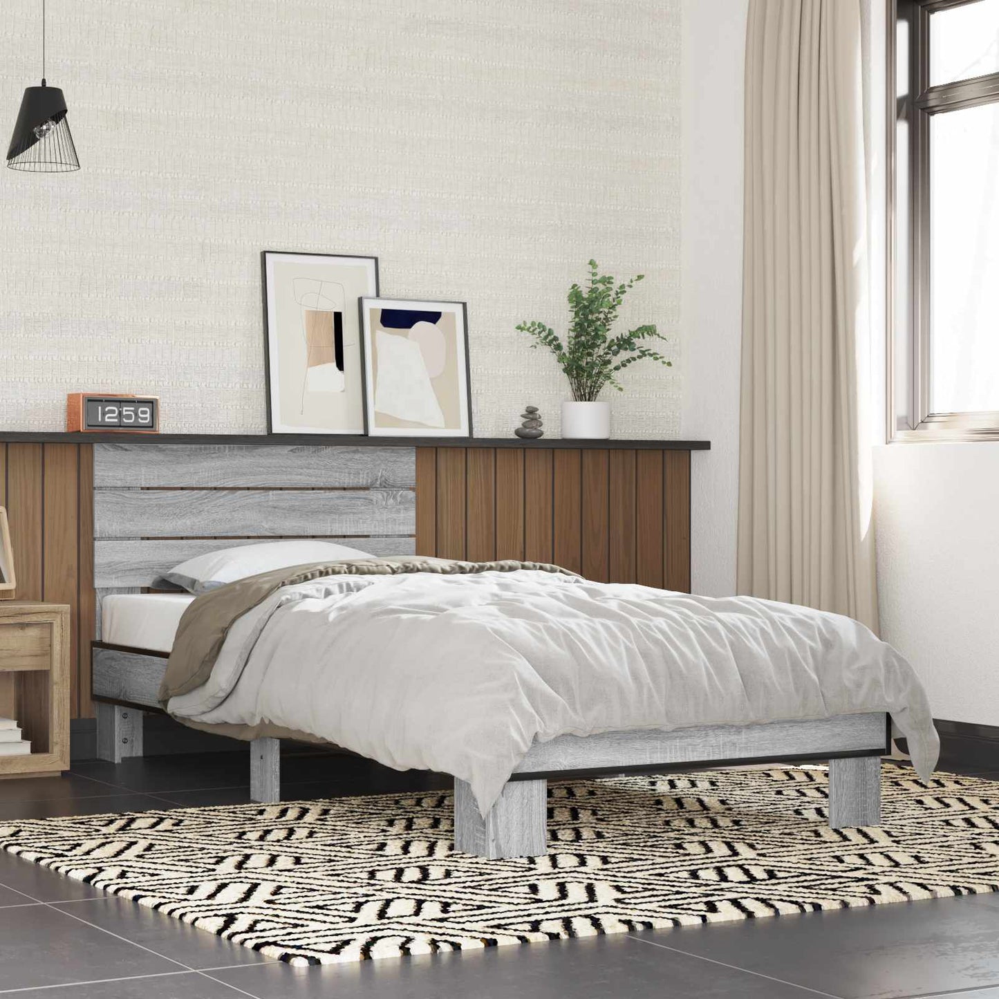 vidaXL Κρεβάτι με Κεφαλάρι Γκρι Sonoma 80 x 200 cm Επεξεργασμένο Ξύλο