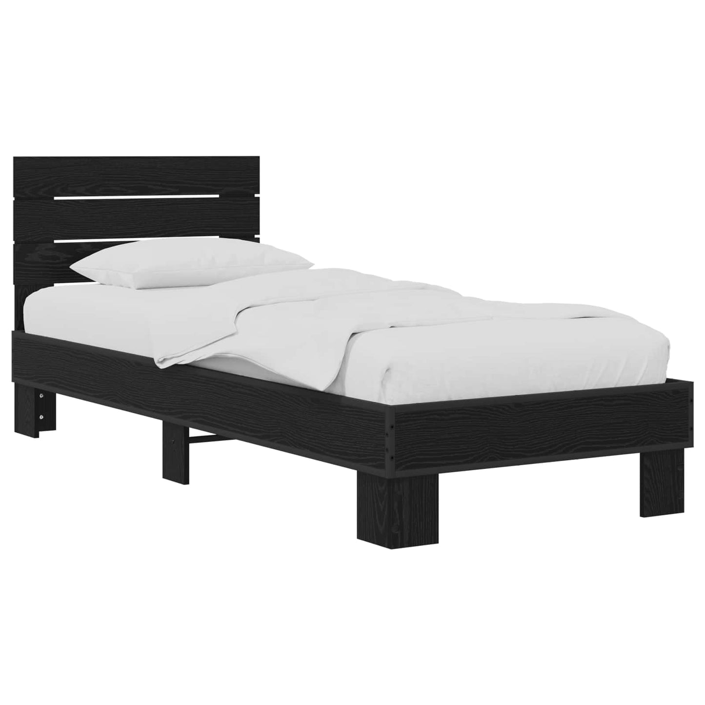 vidaXL Κρεβάτι με Κεφαλάρι Μαύρη Δρυς 80 x 200 cm Επεξεργασμένο Ξύλο