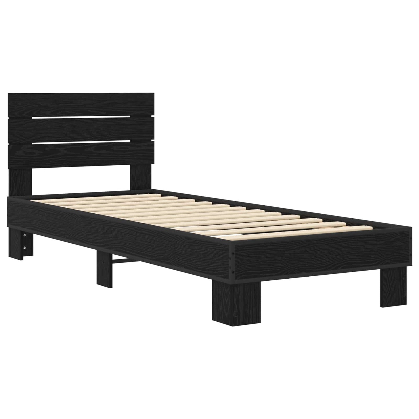 vidaXL Κρεβάτι με Κεφαλάρι Μαύρη Δρυς 80 x 200 cm Επεξεργασμένο Ξύλο