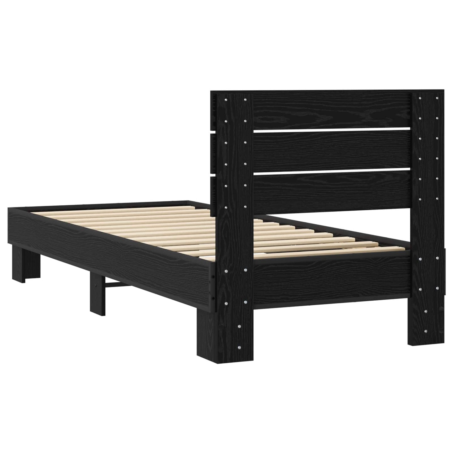 vidaXL Κρεβάτι με Κεφαλάρι Μαύρη Δρυς 80 x 200 cm Επεξεργασμένο Ξύλο