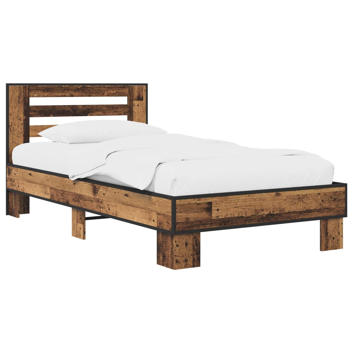 vidaXL Κρεβάτι με Κεφαλάρι Παλαιωμένο ξύλο 80 x 200 cm