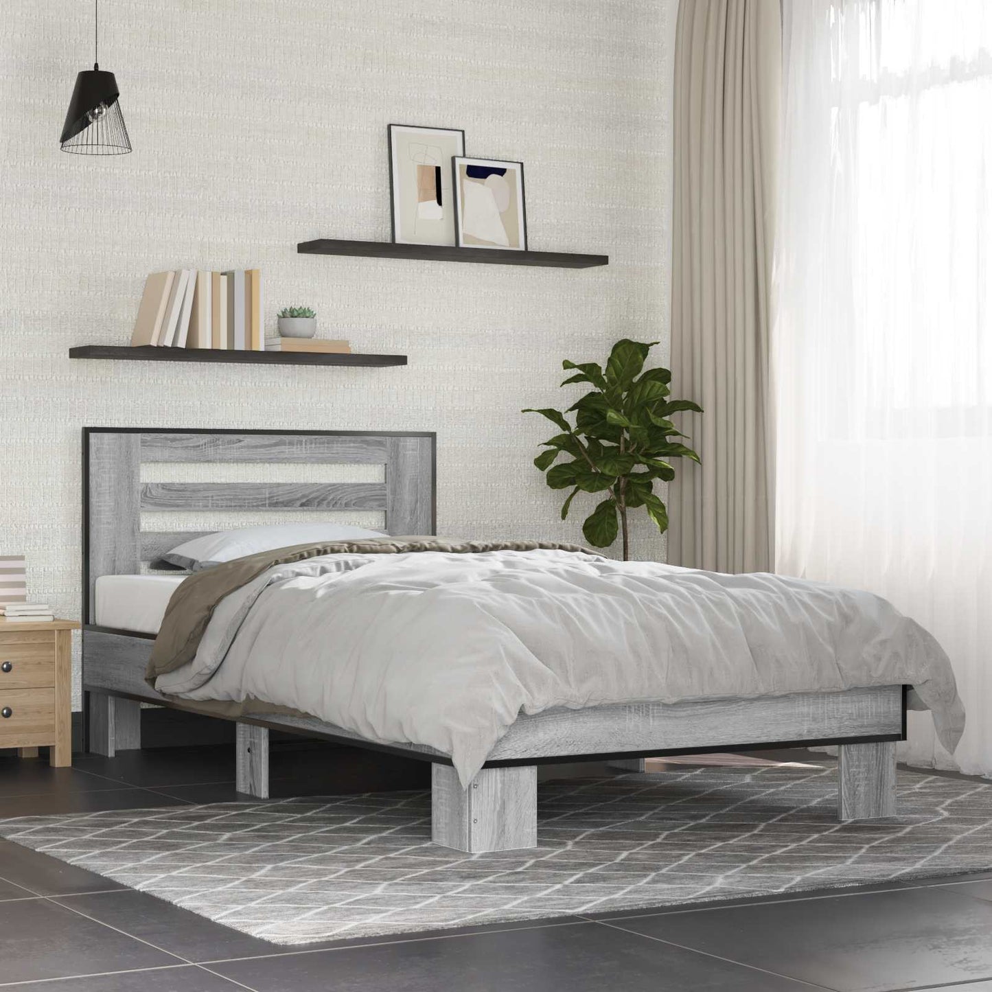 vidaXL Κρεβάτι με Κεφαλάρι Γκρι Sonoma 80 x 200 cm Επεξεργασμένο Ξύλο