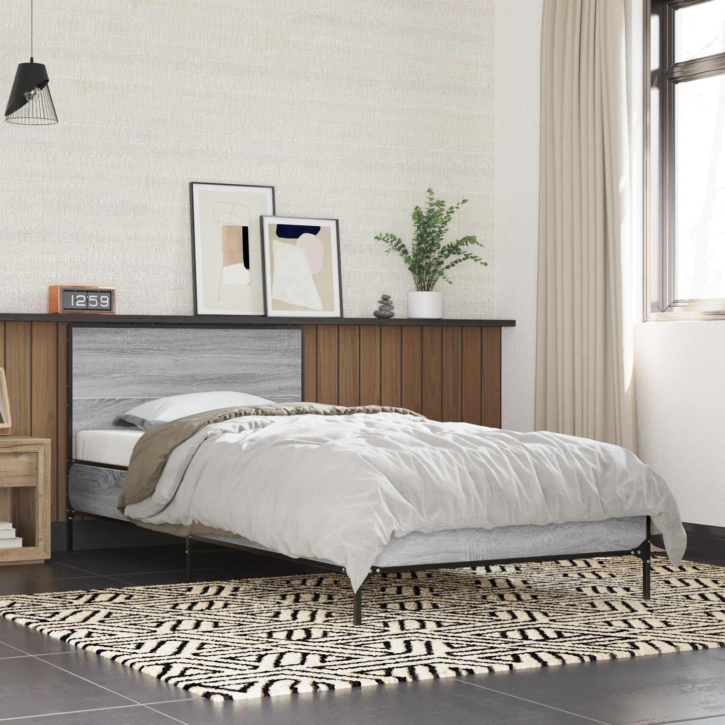 vidaXL Κρεβάτι με Κεφαλάρι Γκρι Sonoma 80 x 200 cm Επεξεργασμένο Ξύλο