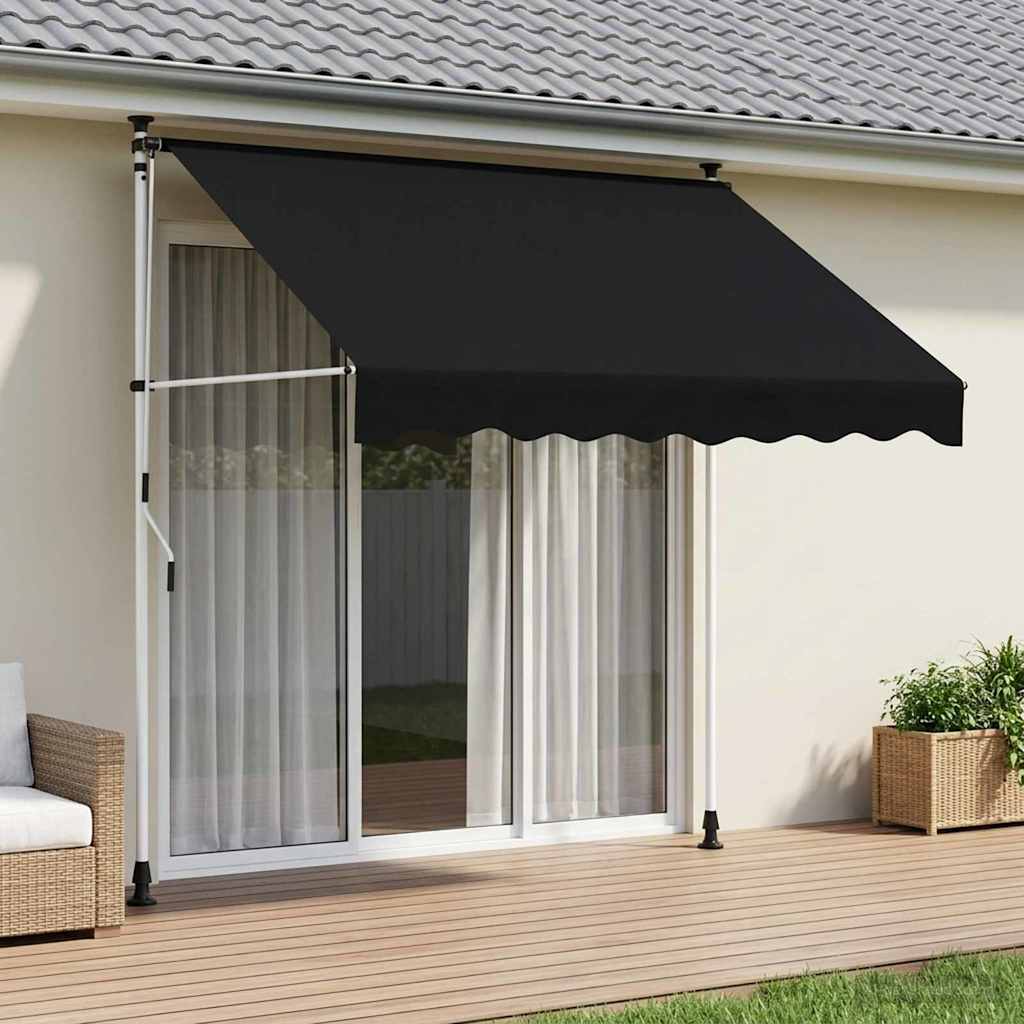 vidaXL Χειροκίνητη Ανακλινόμενη Σκίαση Μαύρο 150 cm