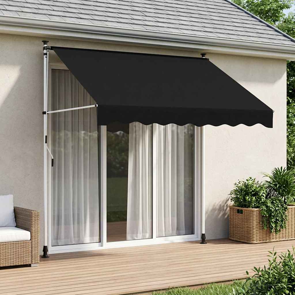 vidaXL Χειροκίνητη Ανακλινόμενη Σκίαση Μαύρο 350 cm