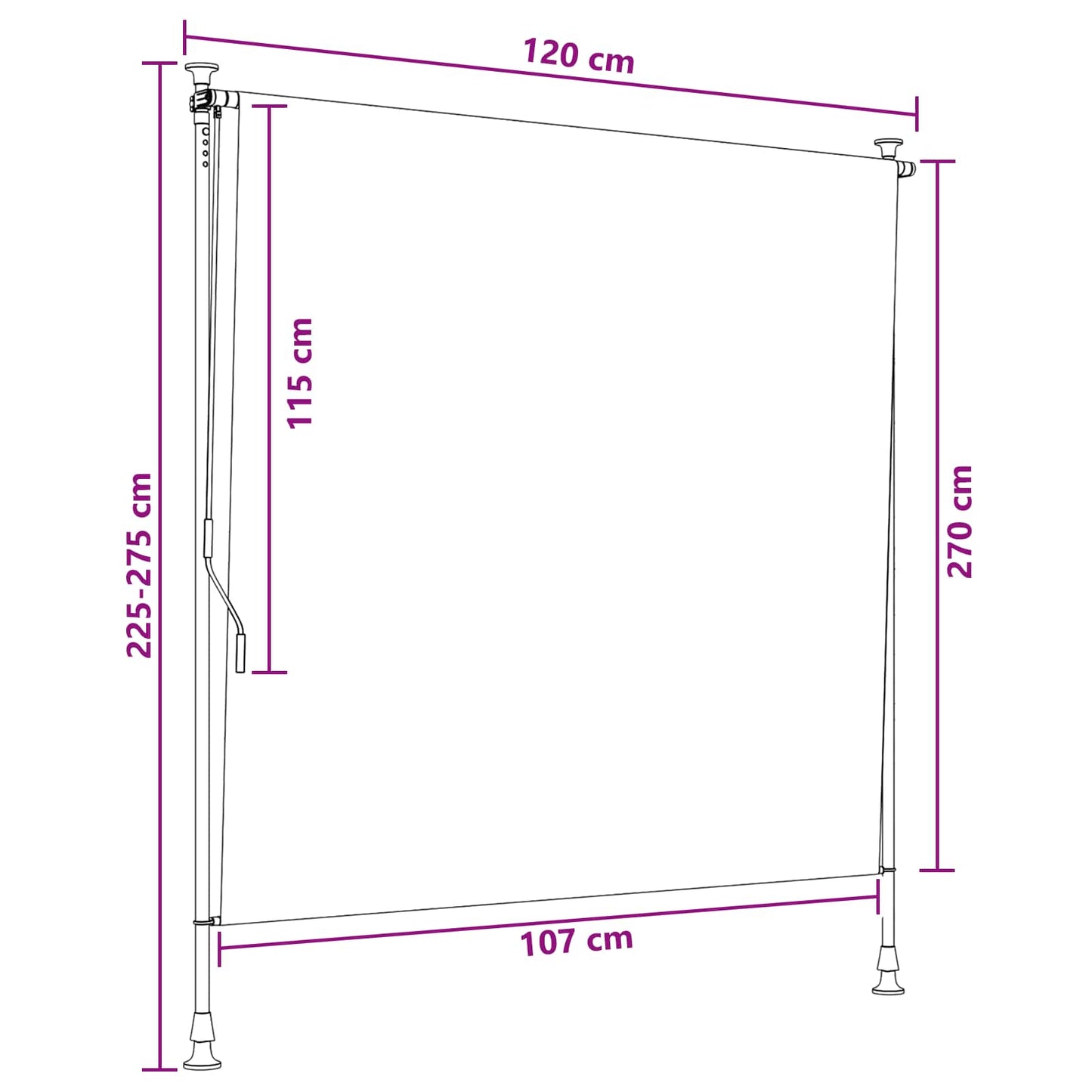vidaXL Εξωτερικό ρολό Ανοιχτό γκρι 120 x 270 cm