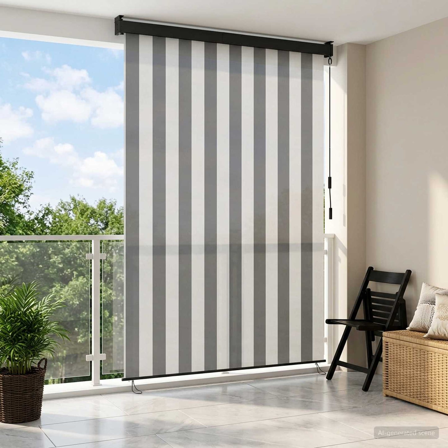 vidaXL Ρόλερ Γκρι και Λευκό 60 x 250 εκ. Ύφασμα και Αλουμίνιο
