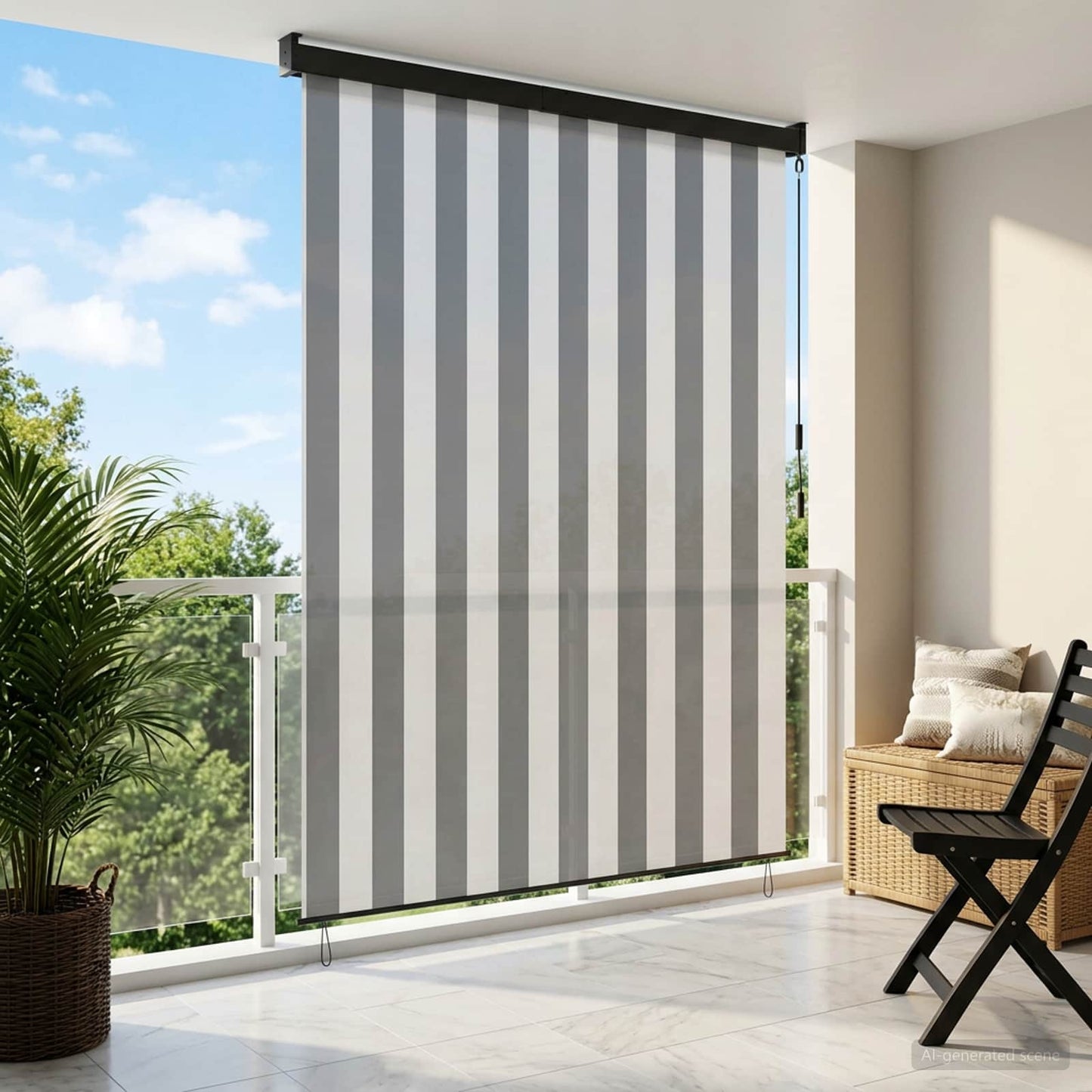 vidaXL Ρόλερ Γκρι και Λευκό 80 x 250 cm Ύφασμα και Αλουμίνιο
