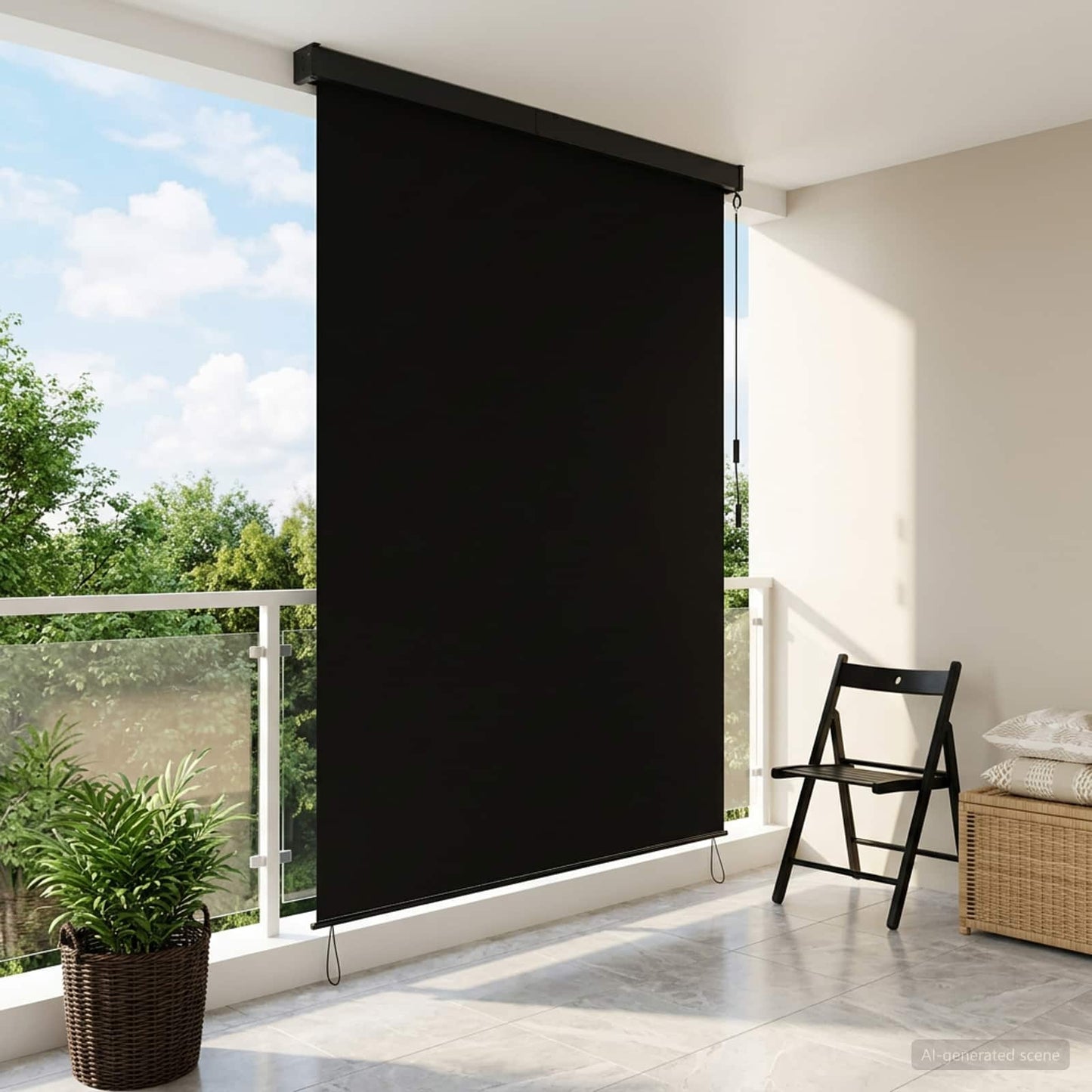 vidaXL Ρόλερ Μαύρο 180 x 250 cm Ύφασμα και Αλουμίνιο
