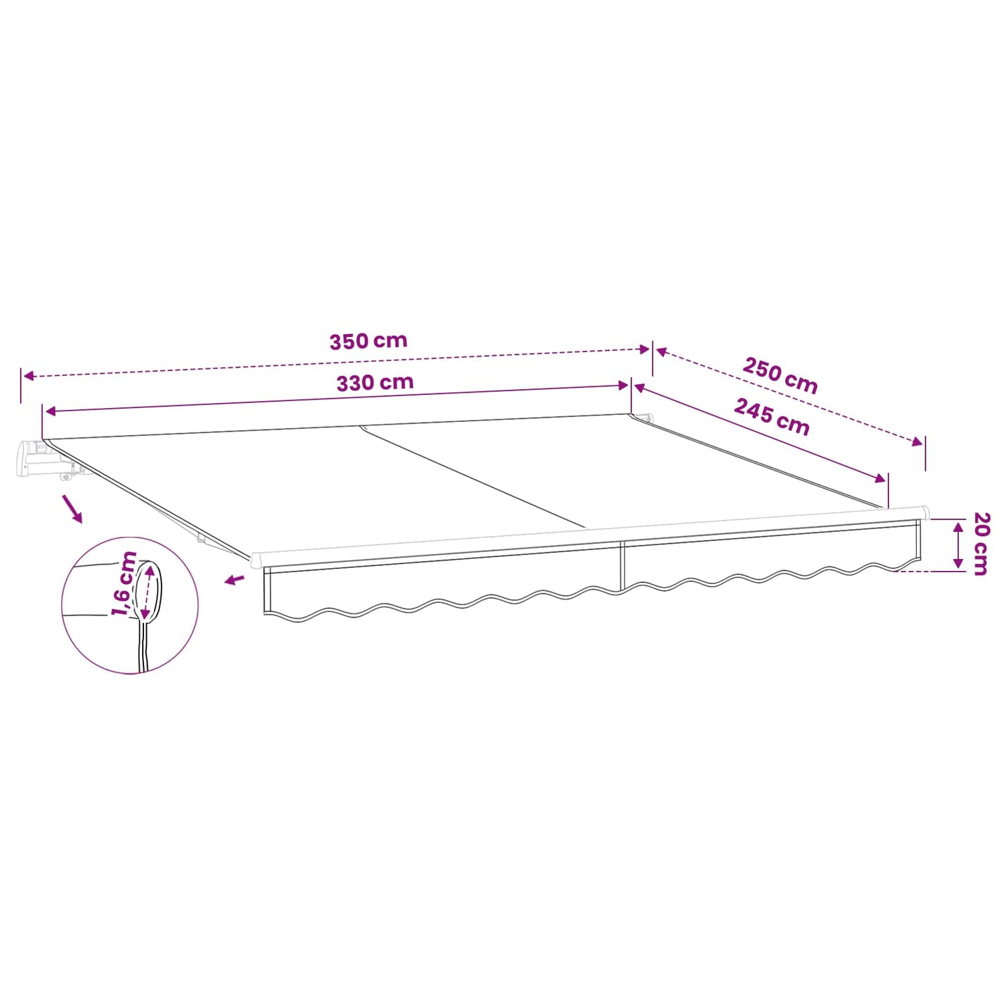 vidaXL Ύφασμα αντικατάστασης τέντας Taupe 329 x 245 εκ Πολυεστέρας