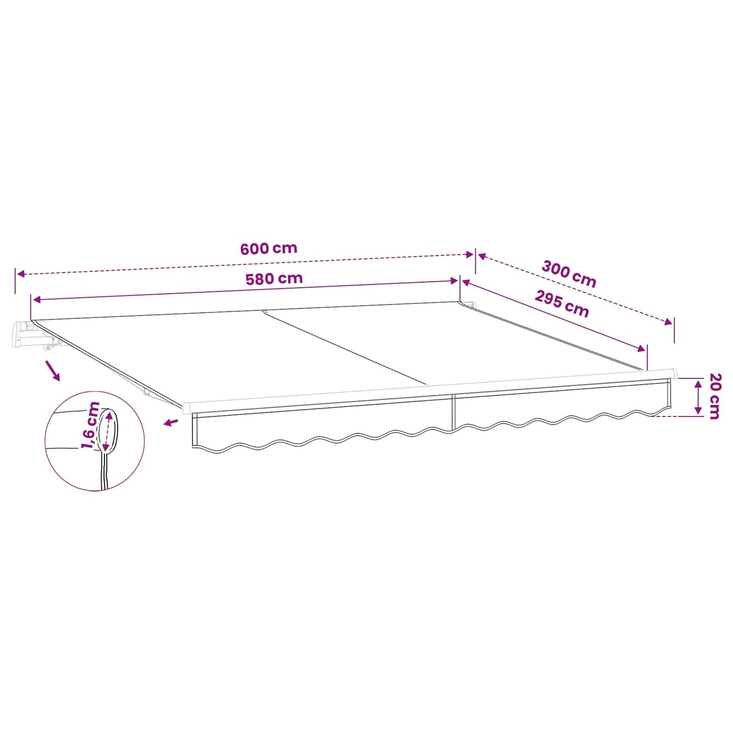 vidaXL Ύφασμα αντικατάστασης τέντας Άμμος 581 x 295 εκ Πολυεστέρας