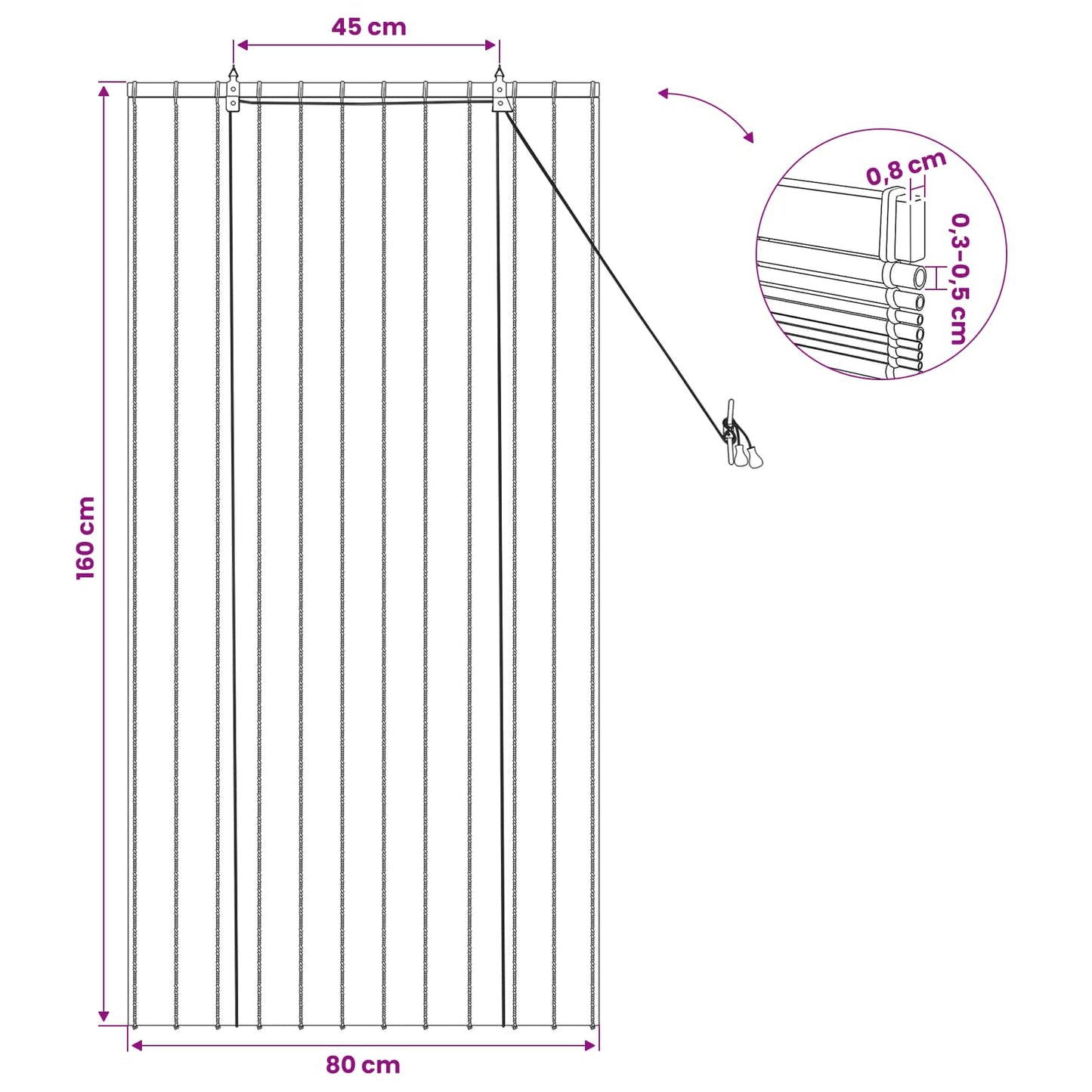 vidaXL Ρόλερ (στόρι) Φυσικό 80 x 160 cm Καλάμι