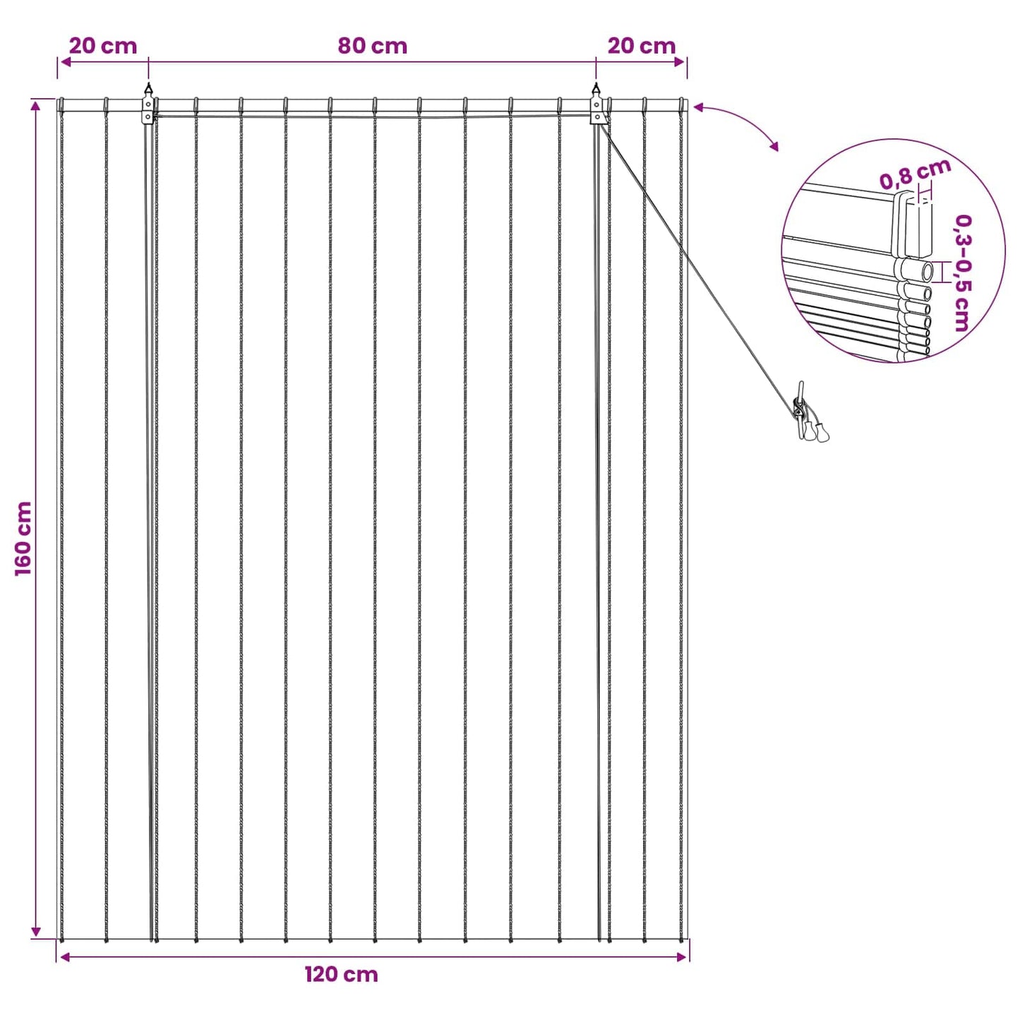 vidaXL Ρόλερ (στόρι) Φυσικό 120 x 160 cm Καλάμι