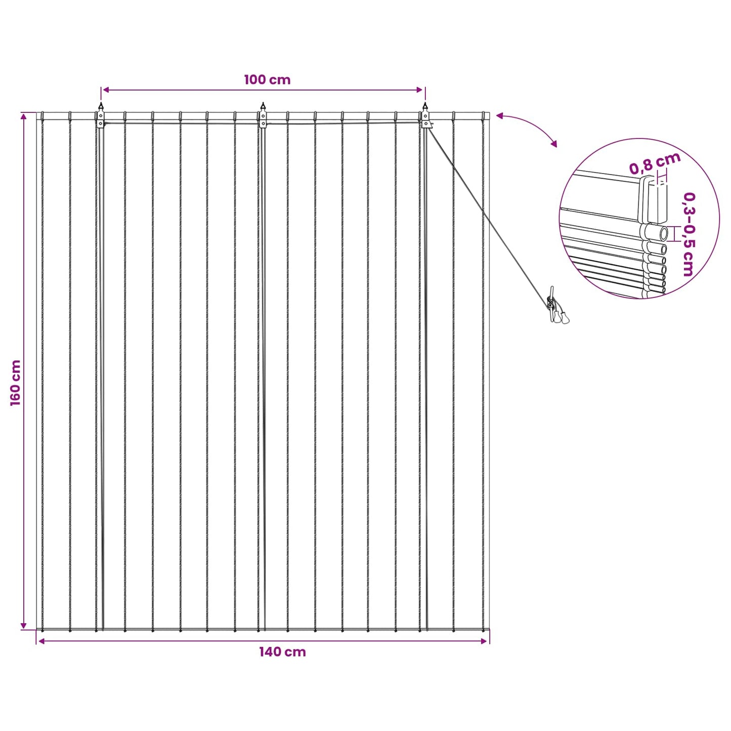 vidaXL Ρόλερ (στόρι) Φυσικό 140 x 160 cm Καλάμι