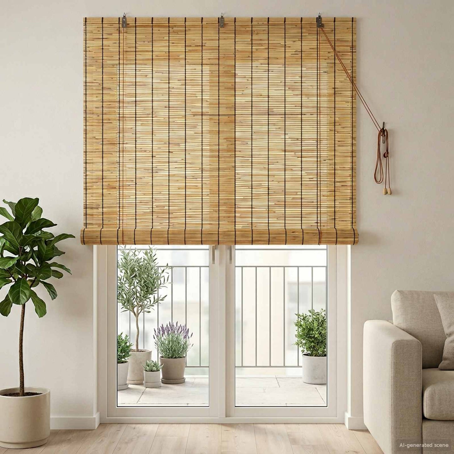 vidaXL Ρόλερ (στόρι) Φυσικό 140 x 220 cm Καλάμι