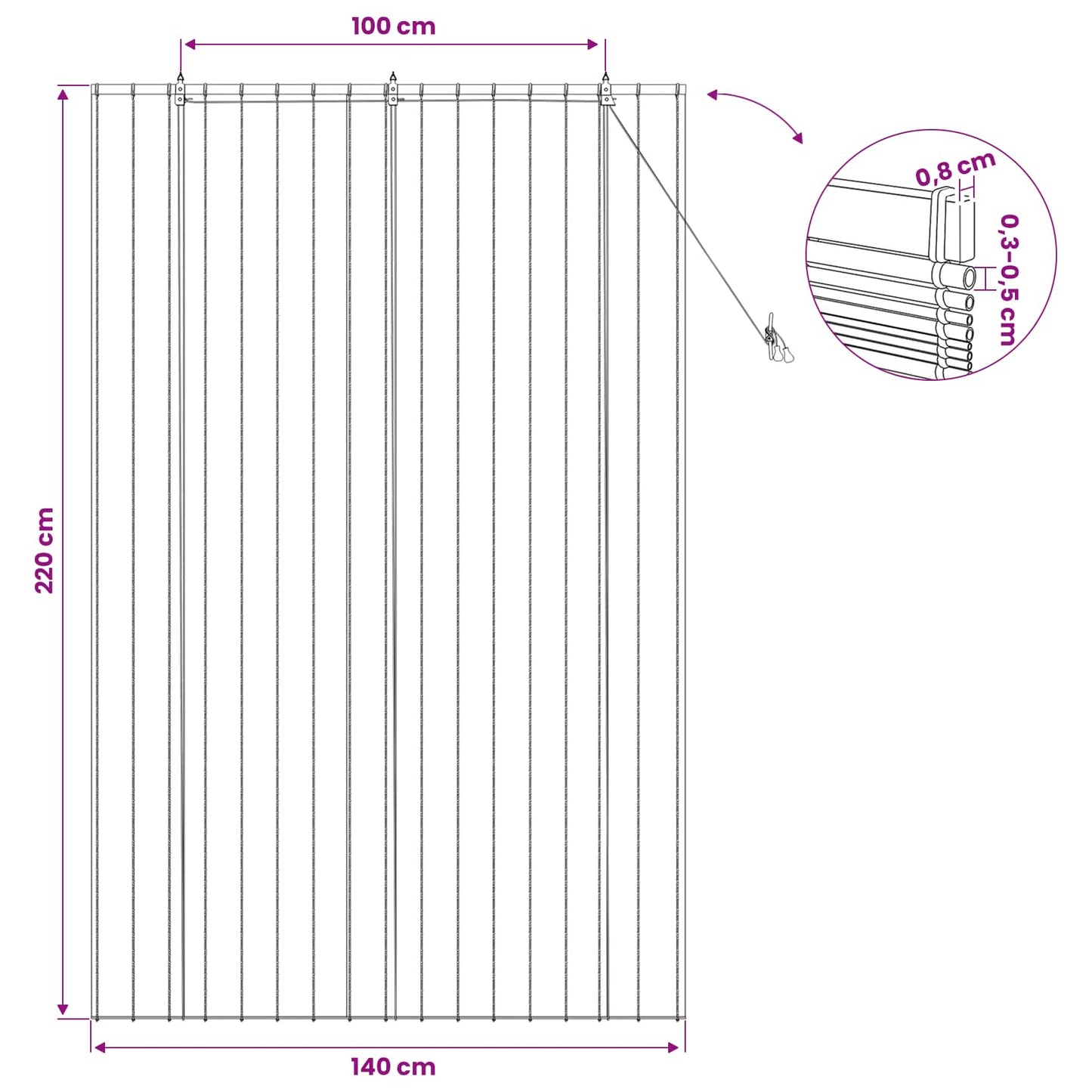 vidaXL Ρόλερ (στόρι) Φυσικό 140 x 220 cm Καλάμι