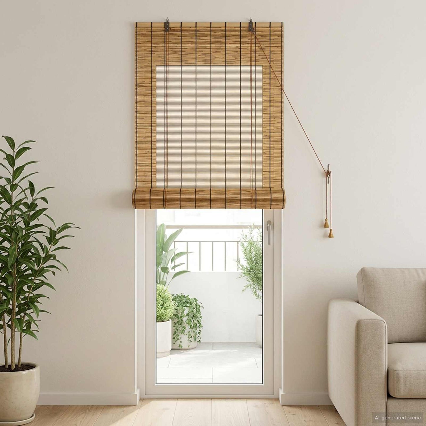 vidaXL Ρόλερ (στόρι) Καφέ 80 x 220 cm Καλάμι