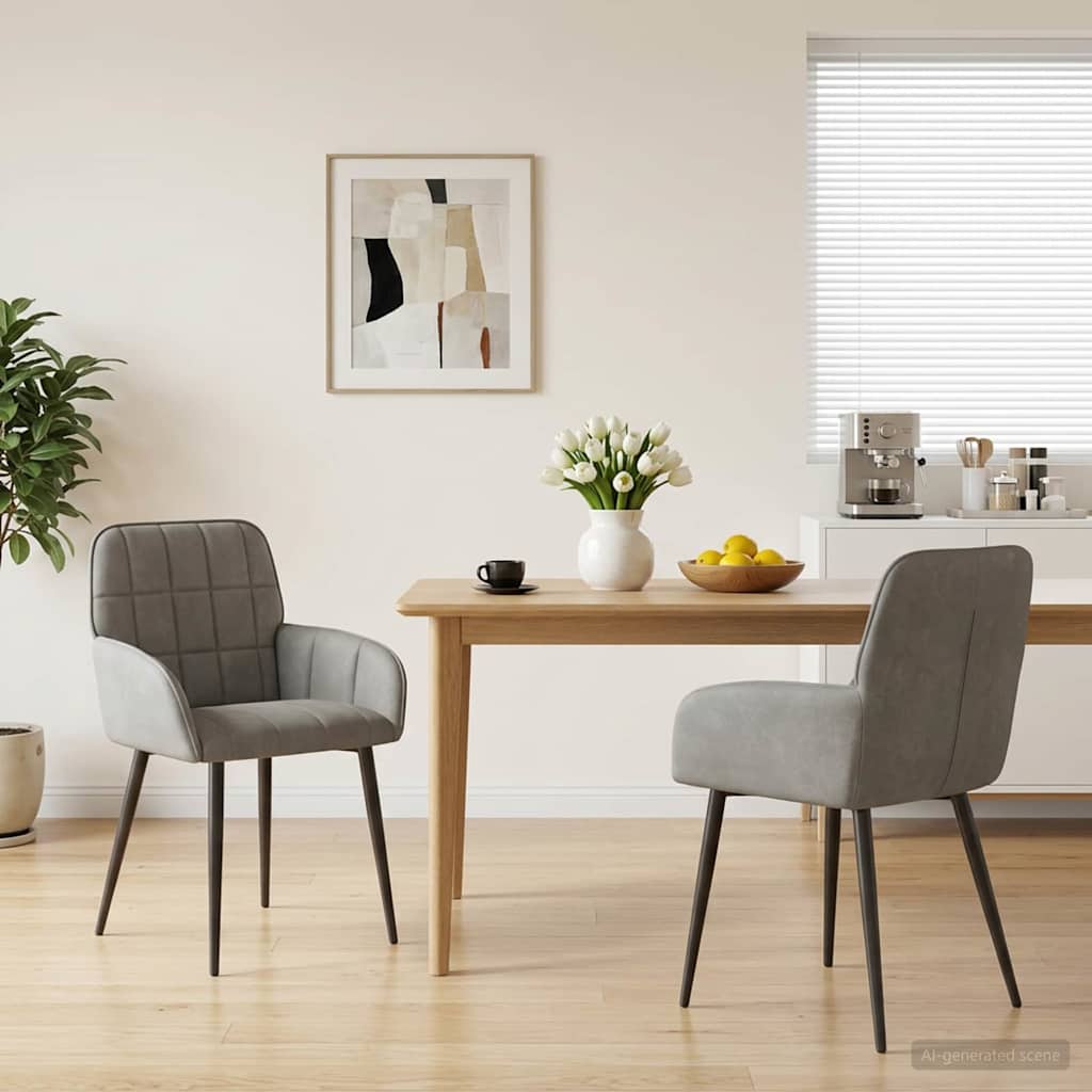 vidaXL Καρέκλες φαγητού 2 pcs Βελούδο Ανοιχτό γκρι 57 x 50 x 85 εκ.