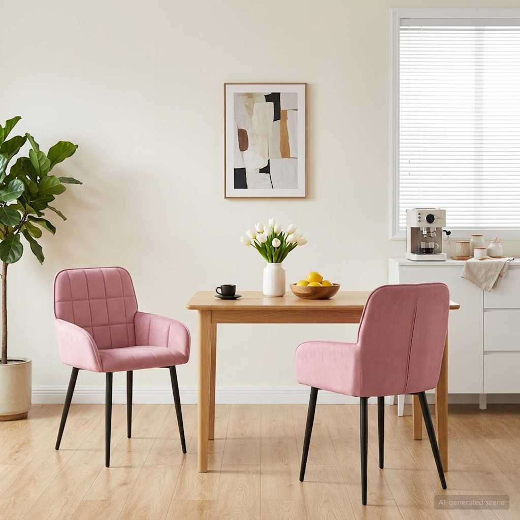 vidaXL Καρέκλες φαγητού 2 pcs Βελούδο Ροζ 57 x 50 x 85 εκ.
