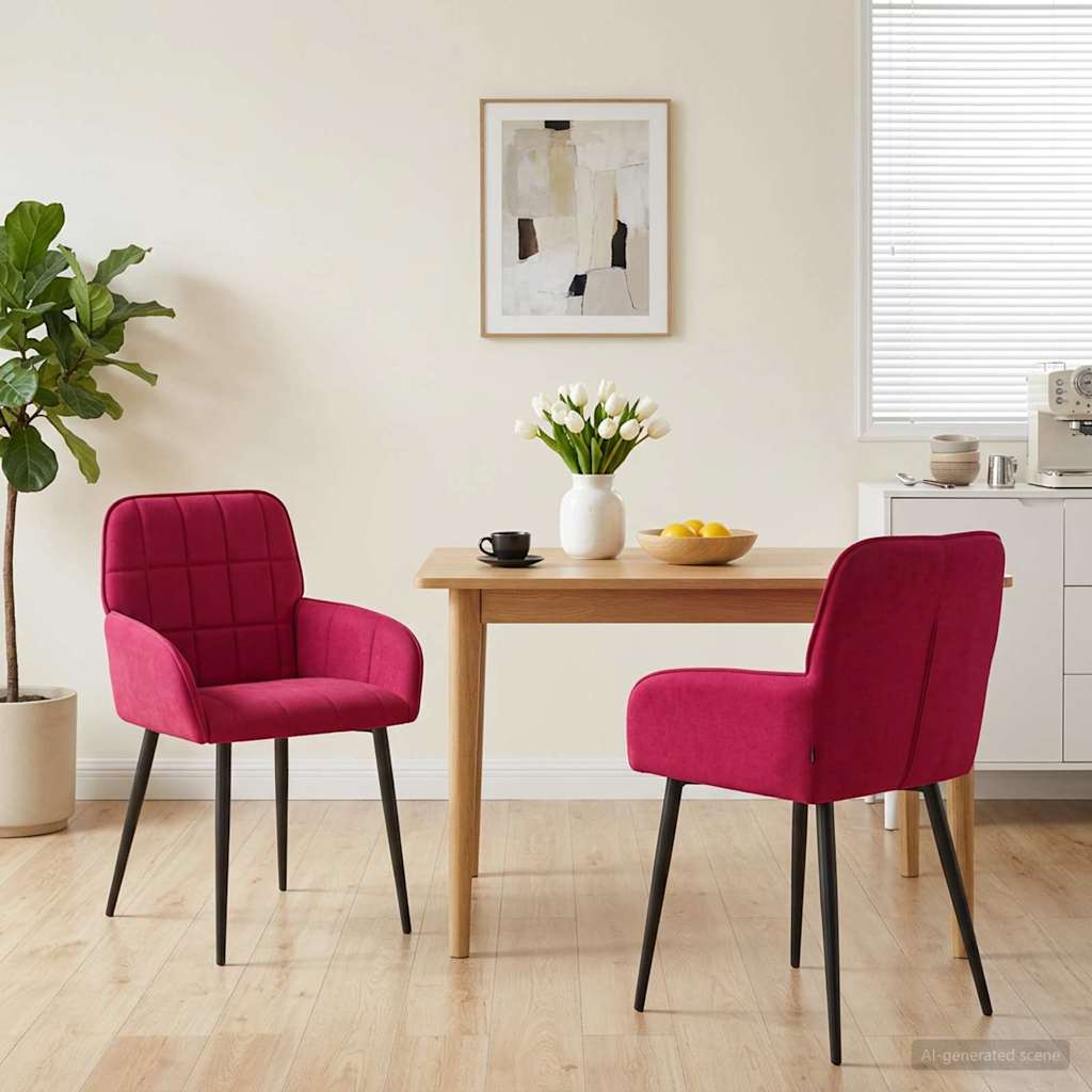 vidaXL Καρέκλες φαγητού 2 pcs Βελούδο Κόκκινο 57 x 50 x 85 εκ.