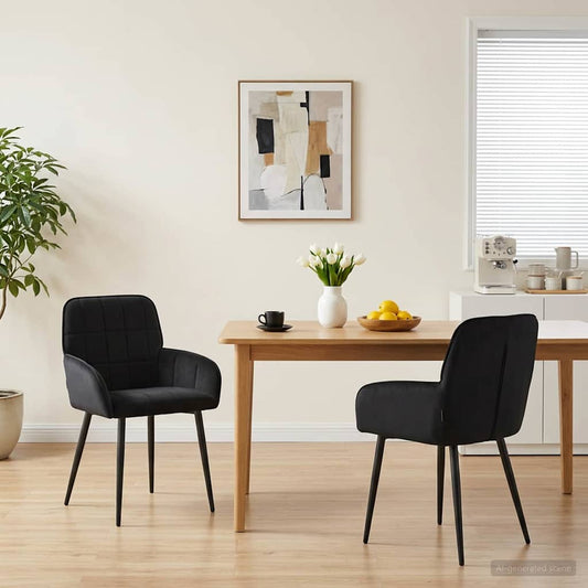 vidaXL Καρέκλες φαγητού 2 pcs Βελούδο Μαύρο 57 x 50 x 85 εκ.