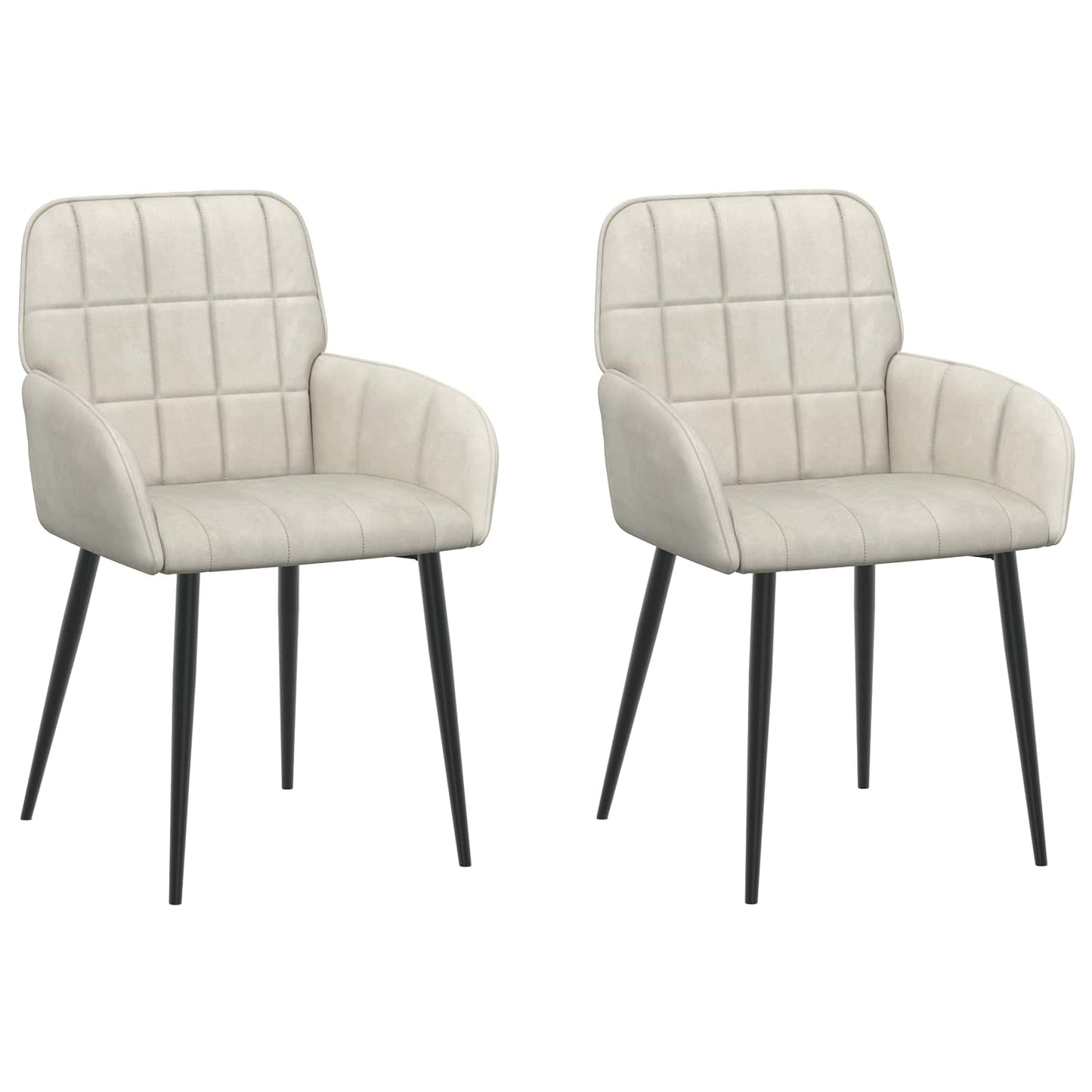 vidaXL Καρέκλες φαγητού 2 pcs Βελούδο Κρεμ 57 x 50 x 85 εκ.